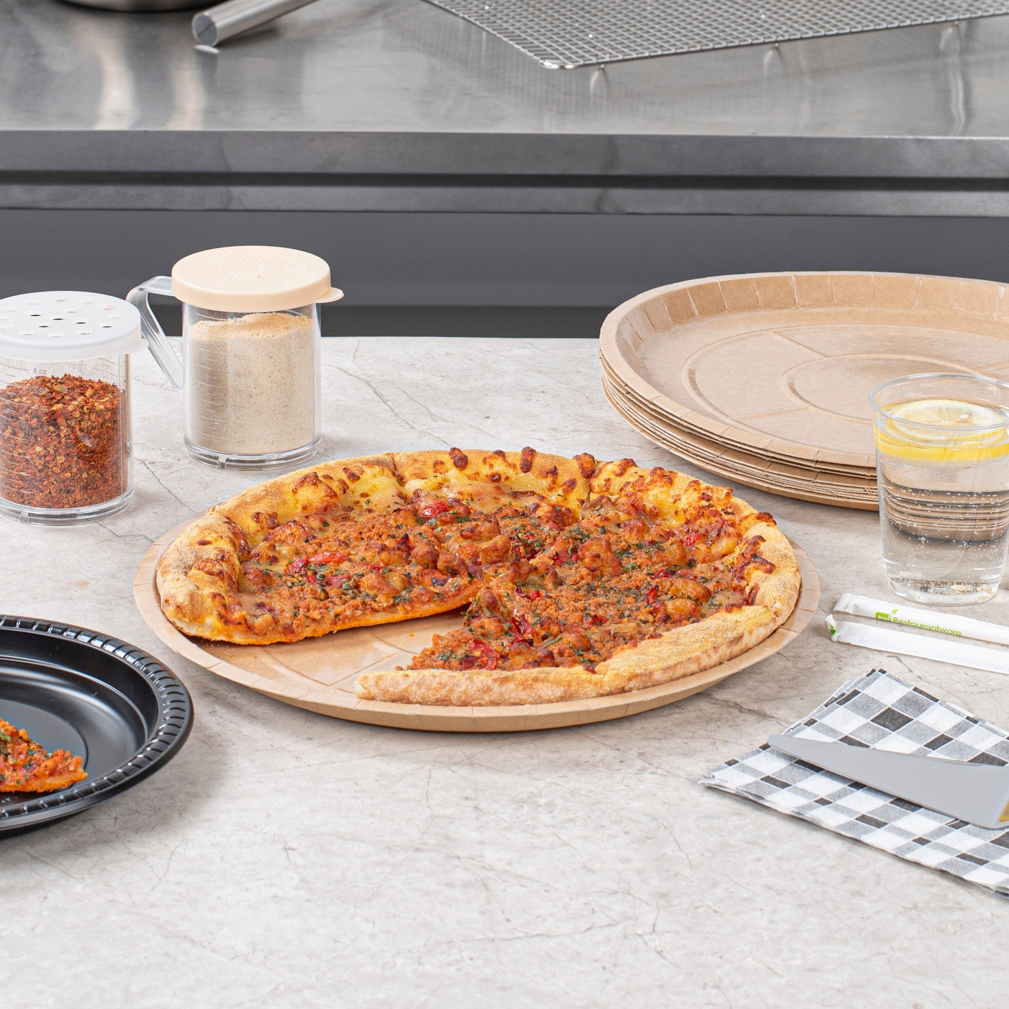 Eco Pie Round Kraft Paperboard Pizza Tray - Oven-Safe - 12'' - 50 count box