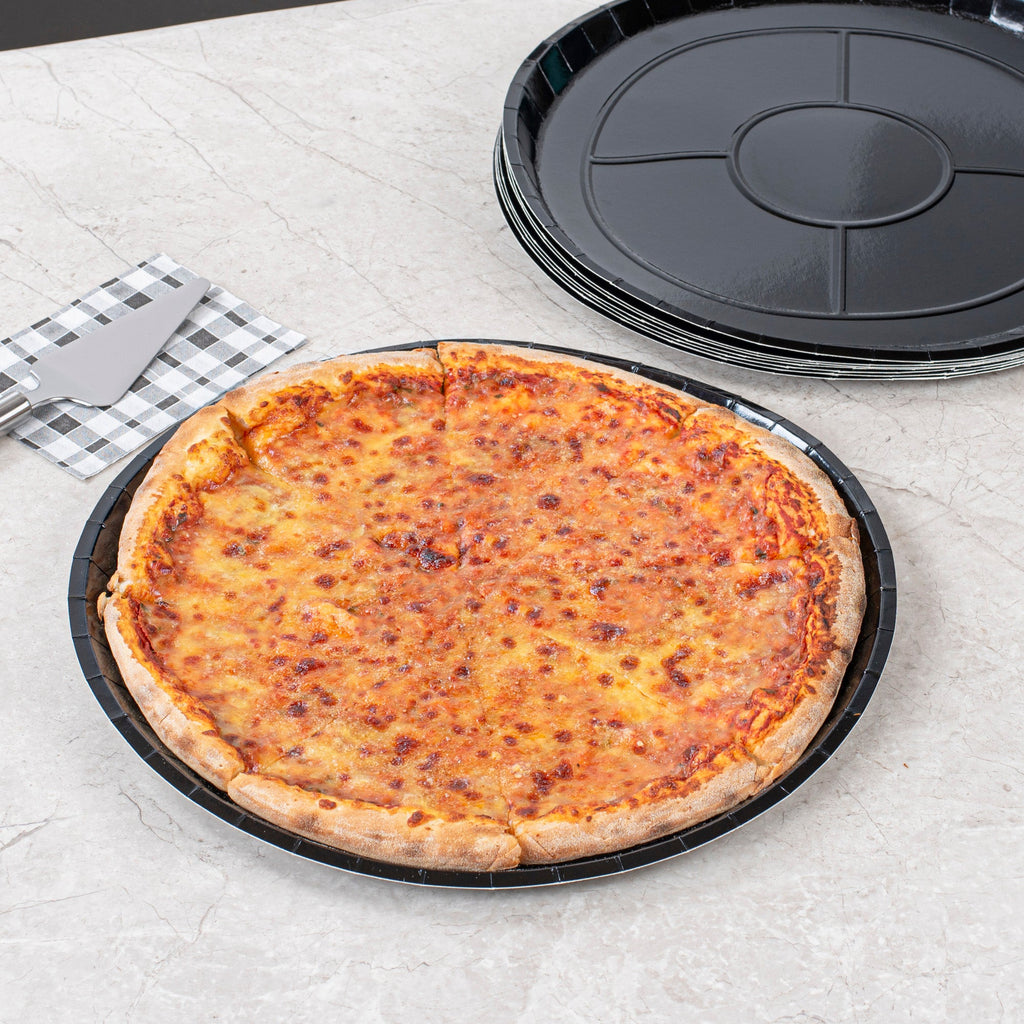 Eco Pie Round Black Paperboard Pizza Tray - Oven-Safe - 16" - 25 count box