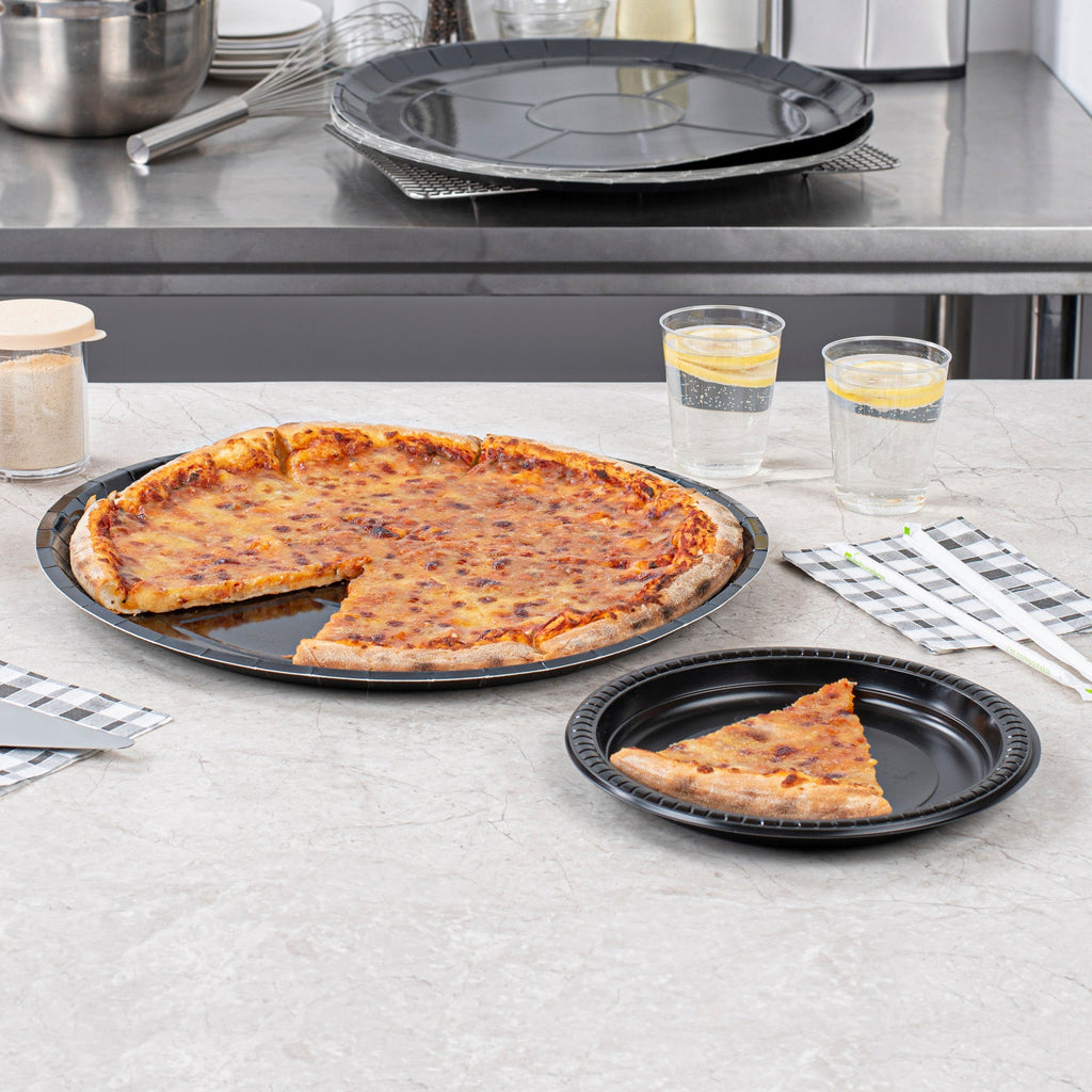 Eco Pie Round Black Paperboard Pizza Tray - Oven-Safe - 16" - 50 count box
