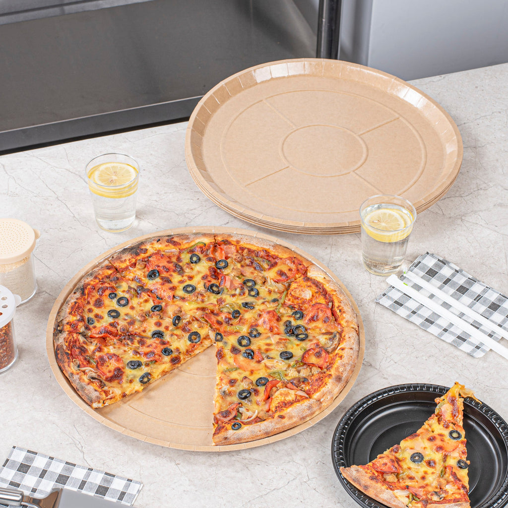 Eco Pie Round Kraft Paperboard Pizza Tray - Oven-Safe - 16" - 25 count box