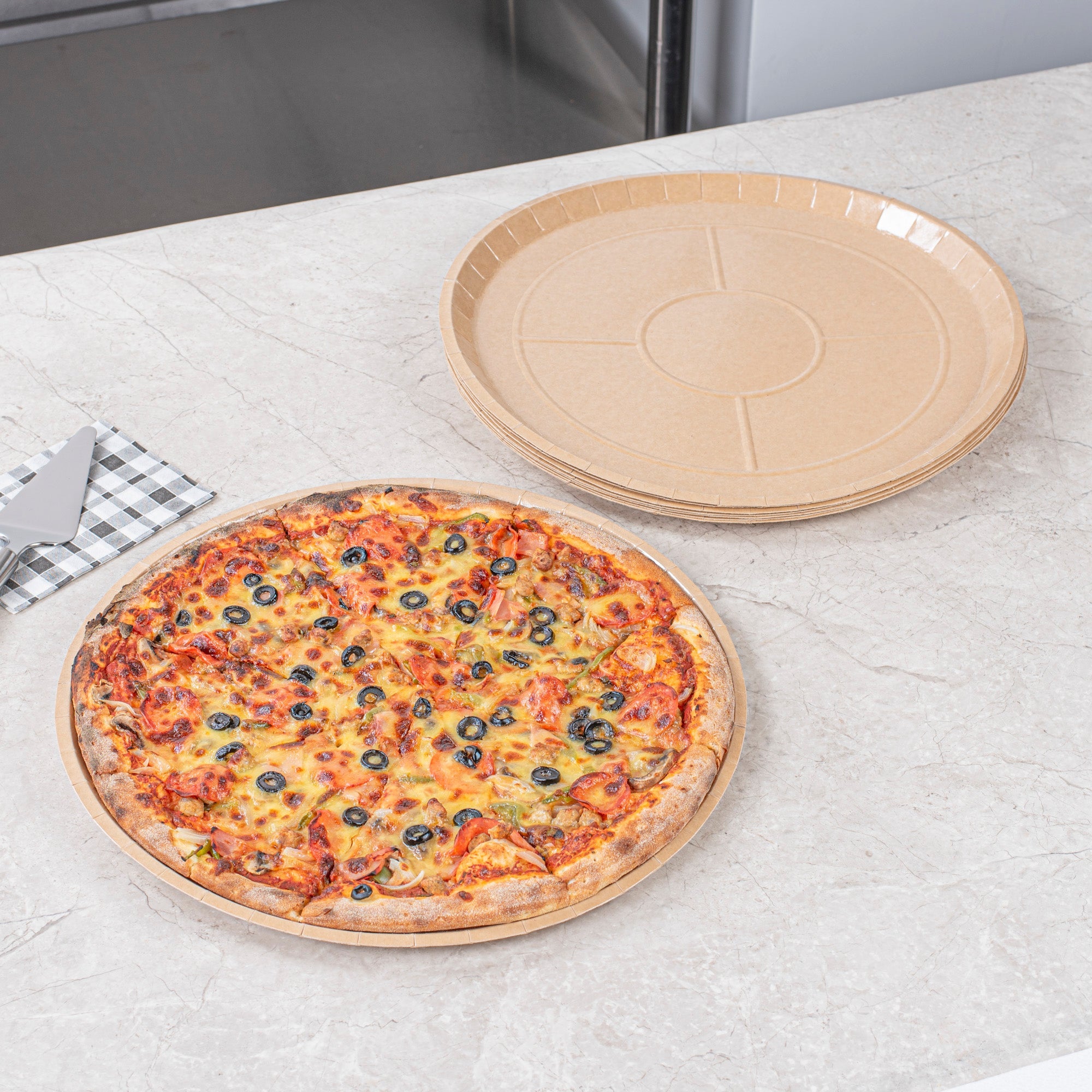 Eco Pie Round Kraft Paperboard Pizza Tray - Oven-Safe - 16" - 50 count box