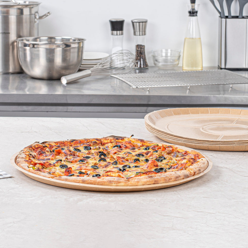 Eco Pie Round Kraft Paperboard Pizza Tray - Oven-Safe - 16" - 50 count box