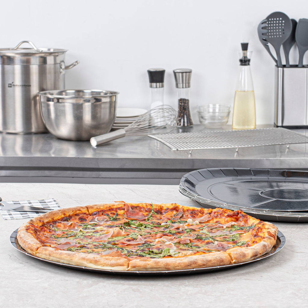 Eco Pie Round Black Paperboard Pizza Tray - Oven-Safe - 18'' - 25 count box