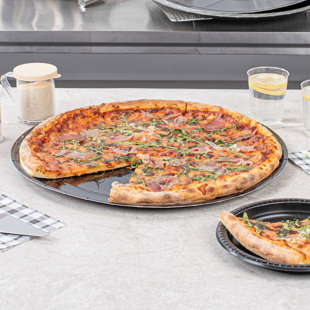 Eco Pie Round Black Paperboard Pizza Tray - Oven-Safe - 18'' - 50 count box