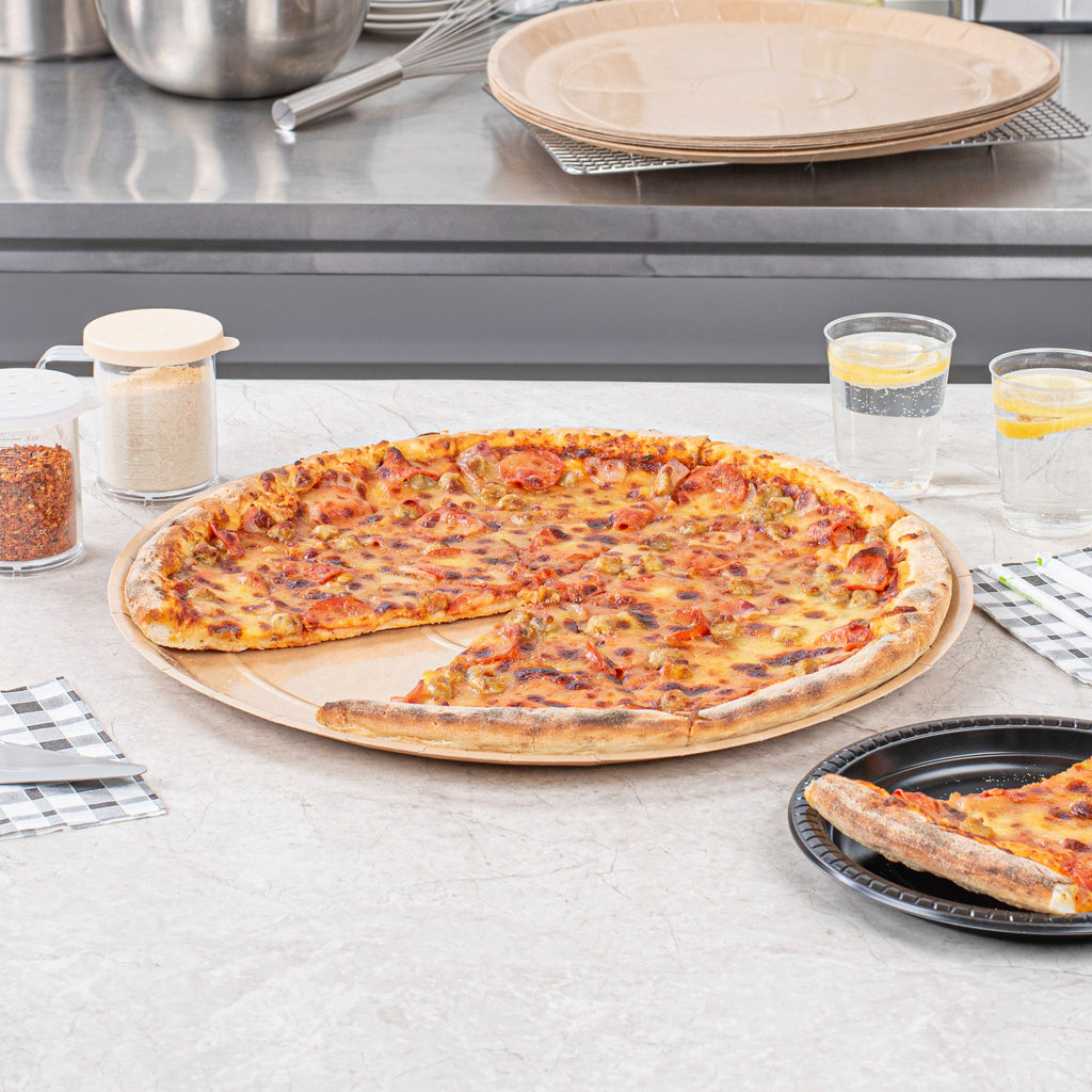 Eco Pie Round Kraft Paperboard Pizza Tray - Oven-Safe - 18'' - 25 count box