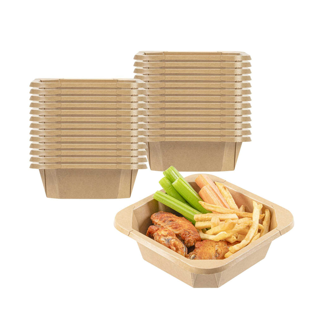 Sustain 22 oz Octagonal Kraft Paper Take Out Container - with PLA Lining, Compostable - 6" x 6" x 2" - 25 count box