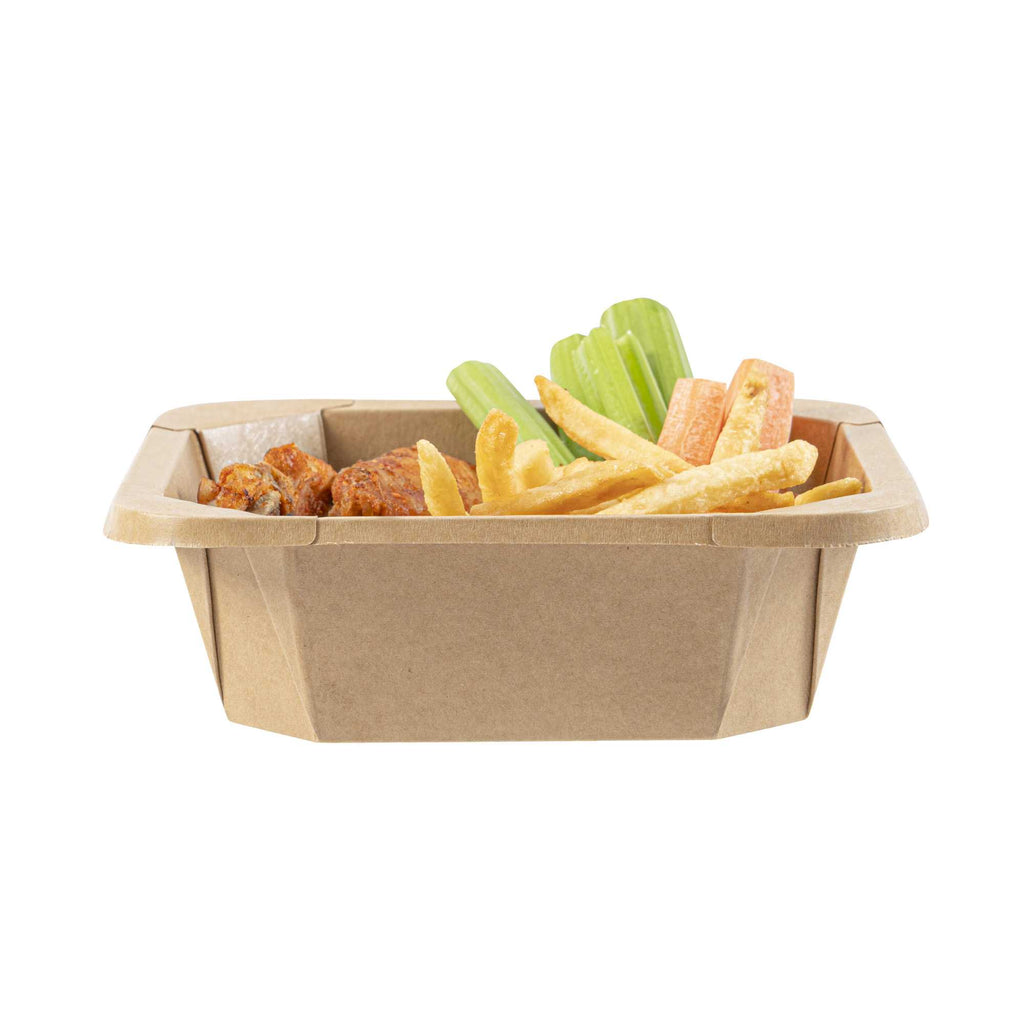 Sustain 22 oz Octagonal Kraft Paper Take Out Container - with PLA Lining, Compostable - 6" x 6" x 2" - 25 count box