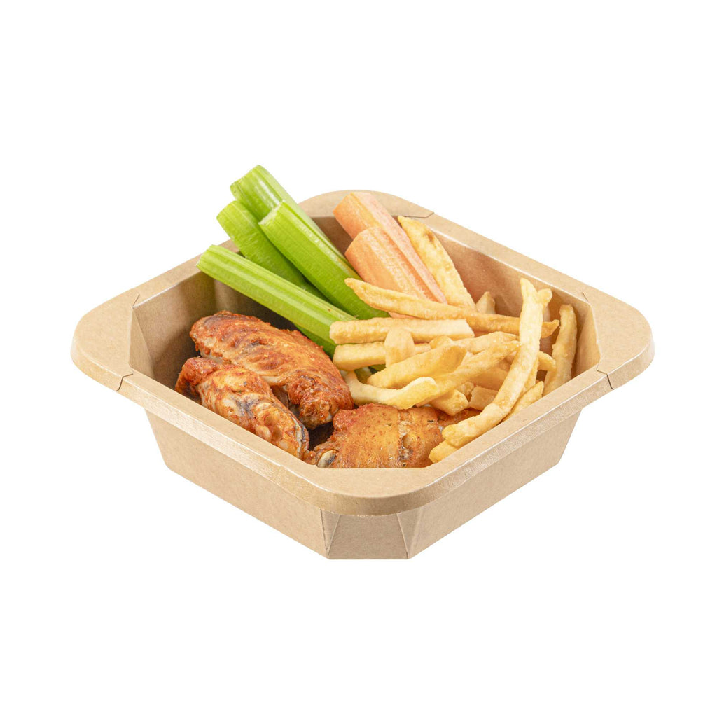 Sustain 22 oz Octagonal Kraft Paper Take Out Container - with PLA Lining, Compostable - 6" x 6" x 2" - 100 count box