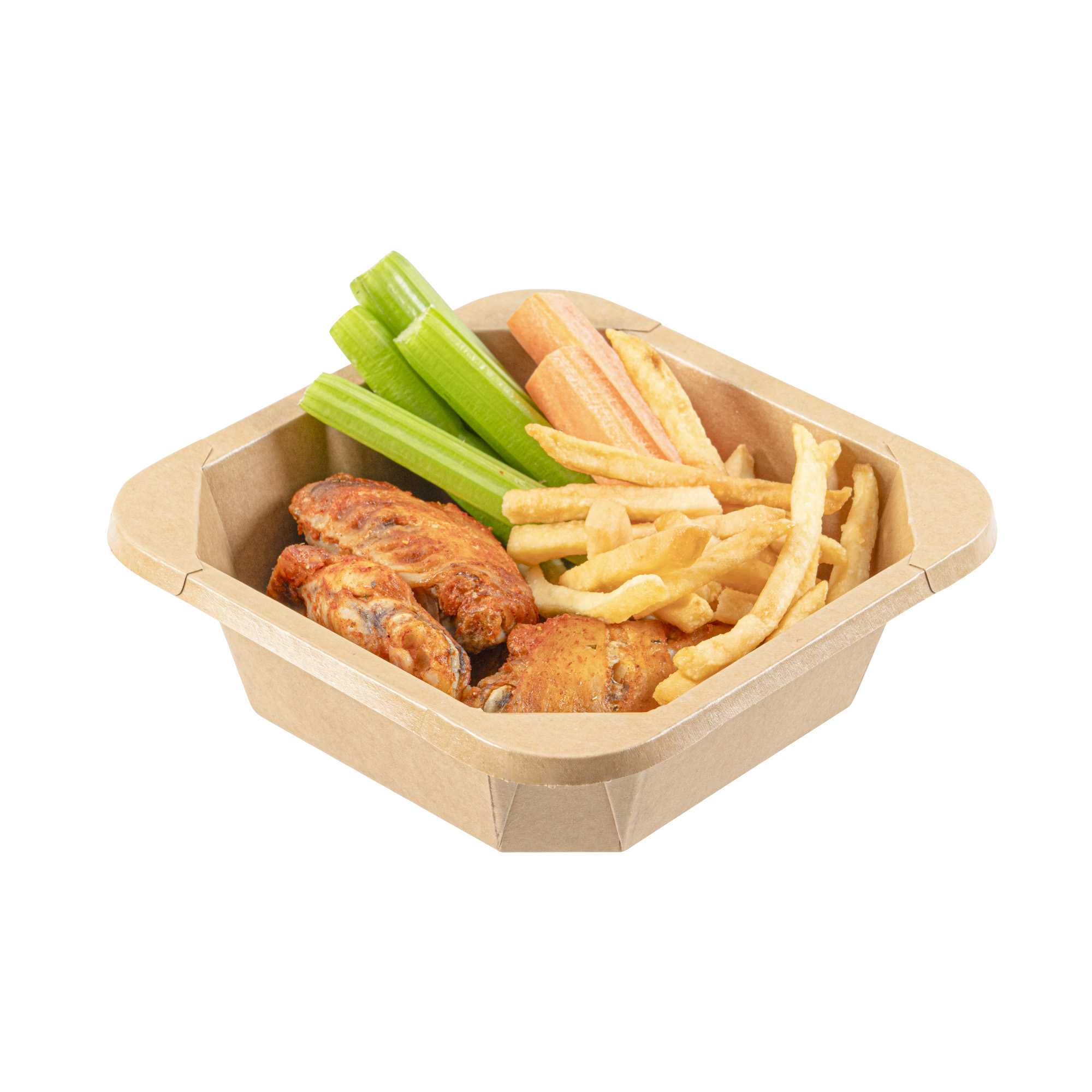 Sustain 22 oz Octagonal Kraft Paper Take Out Container - with PLA Lining, Compostable - 6" x 6" x 2" - 100 count box