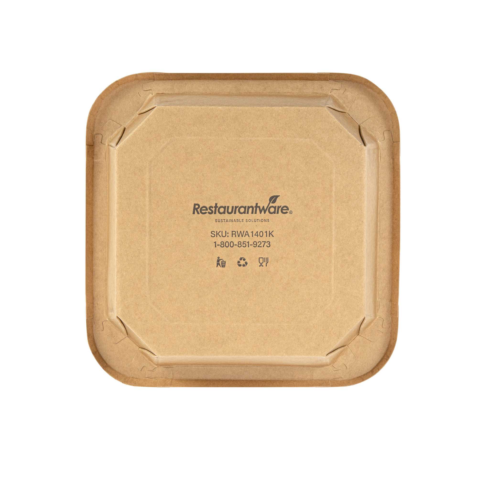 Sustain 22 oz Octagonal Kraft Paper Take Out Container - with PLA Lining, Compostable - 6" x 6" x 2" - 100 count box