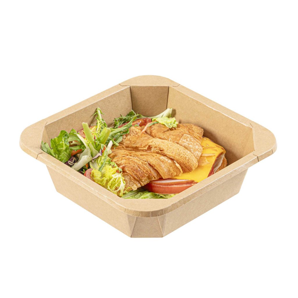 Sustain 34 oz Octagonal Kraft Paper Take Out Container - with PLA Lining, Compostable - 7" x 7" x 2" - 25 count box