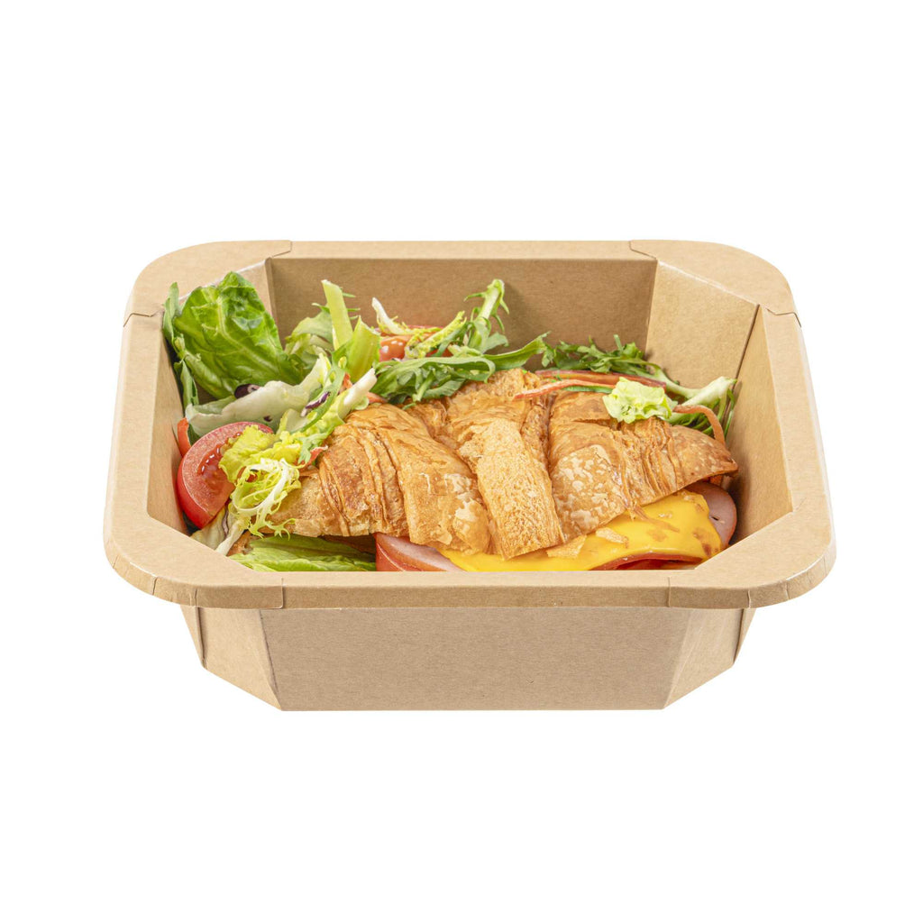 Sustain 34 oz Octagonal Kraft Paper Take Out Container - with PLA Lining, Compostable - 7" x 7" x 2" - 25 count box
