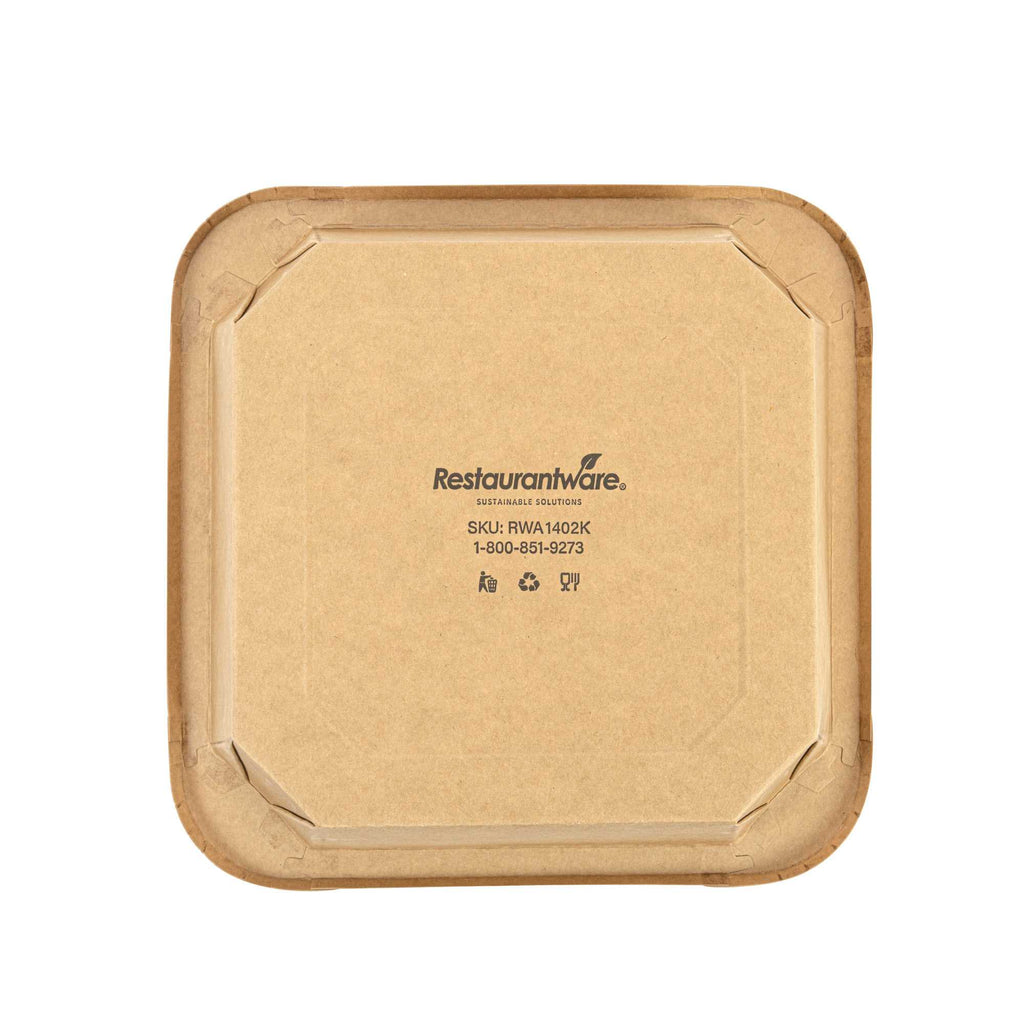 Sustain 34 oz Octagonal Kraft Paper Take Out Container - with PLA Lining, Compostable - 7" x 7" x 2" - 25 count box