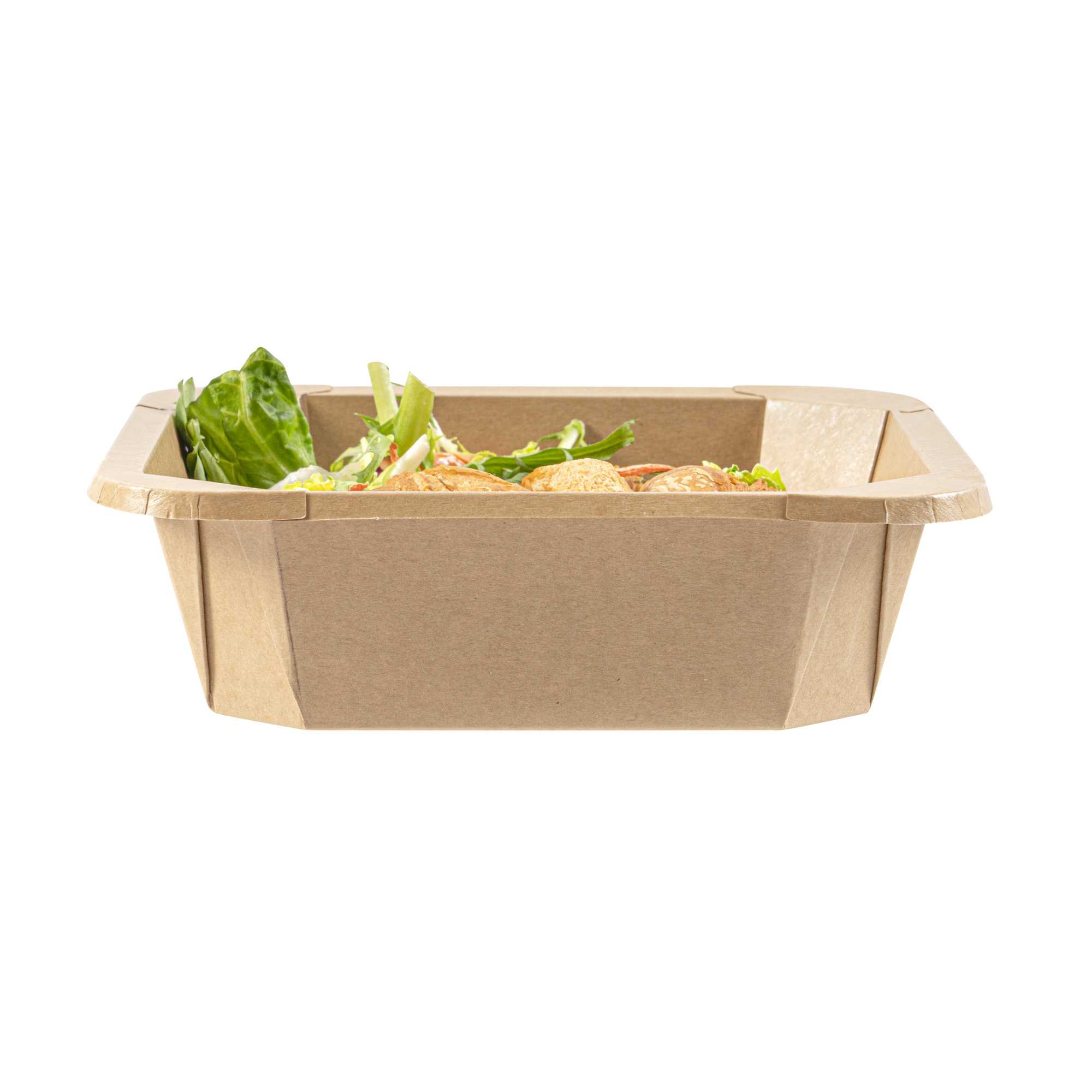 Sustain 34 oz Octagonal Kraft Paper Take Out Container - with PLA Lining, Compostable - 7" x 7" x 2" - 100 count box