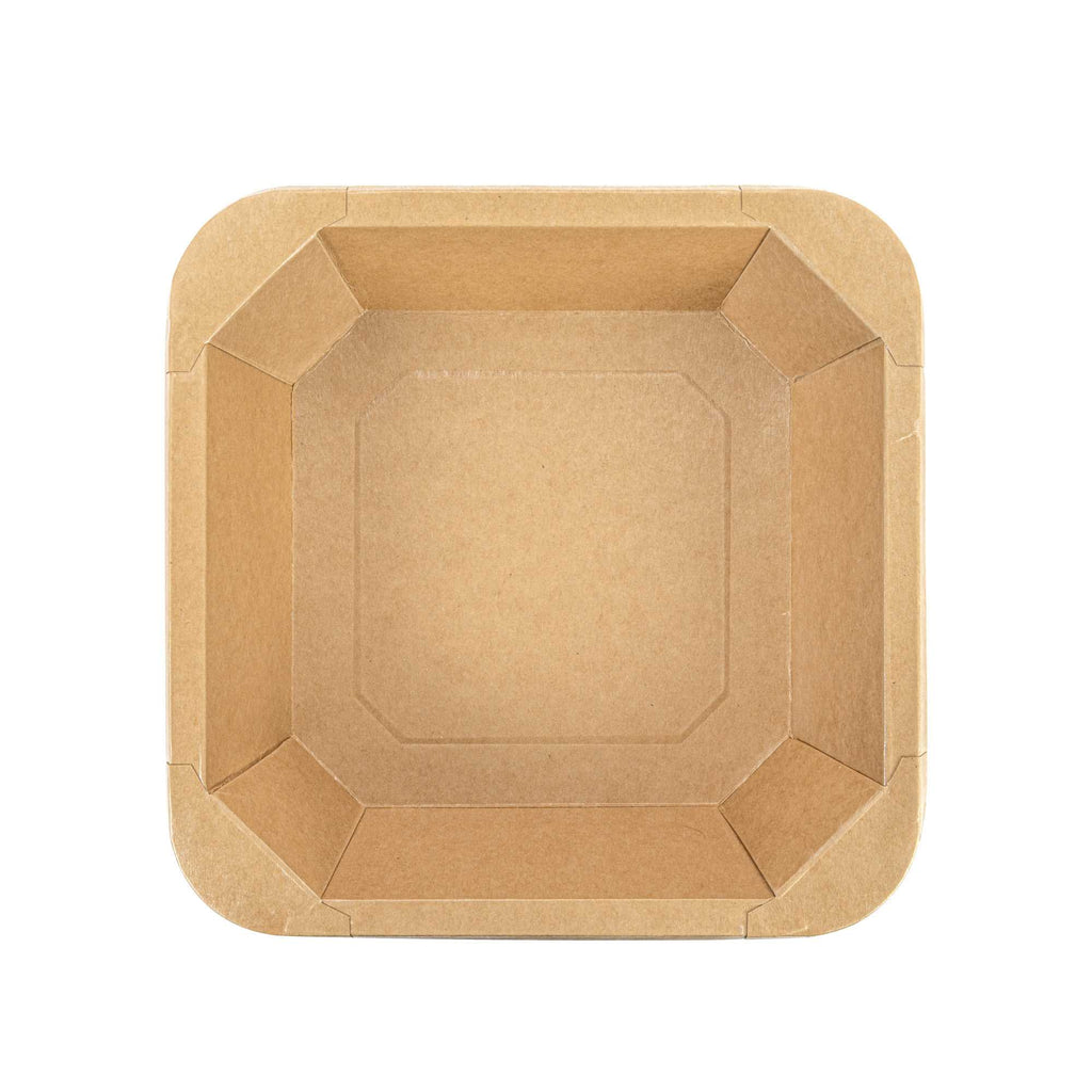 Sustain 34 oz Octagonal Kraft Paper Take Out Container - with PLA Lining, Compostable - 7" x 7" x 2" - 100 count box
