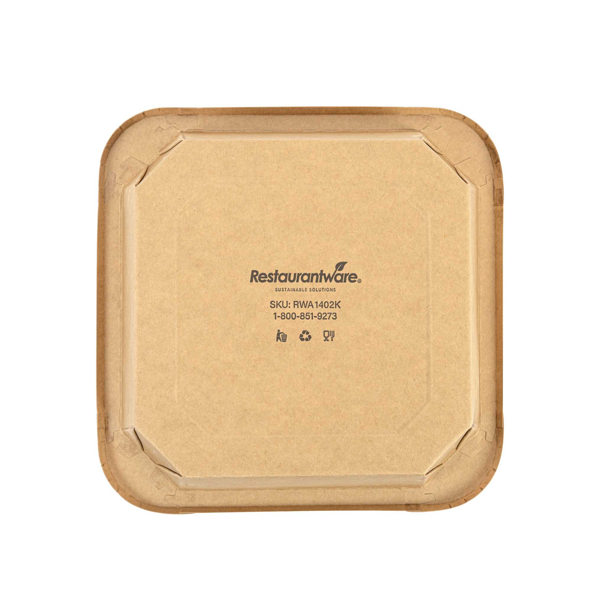 Sustain 34 oz Octagonal Kraft Paper Take Out Container - with PLA Lining, Compostable - 7" x 7" x 2" - 100 count box