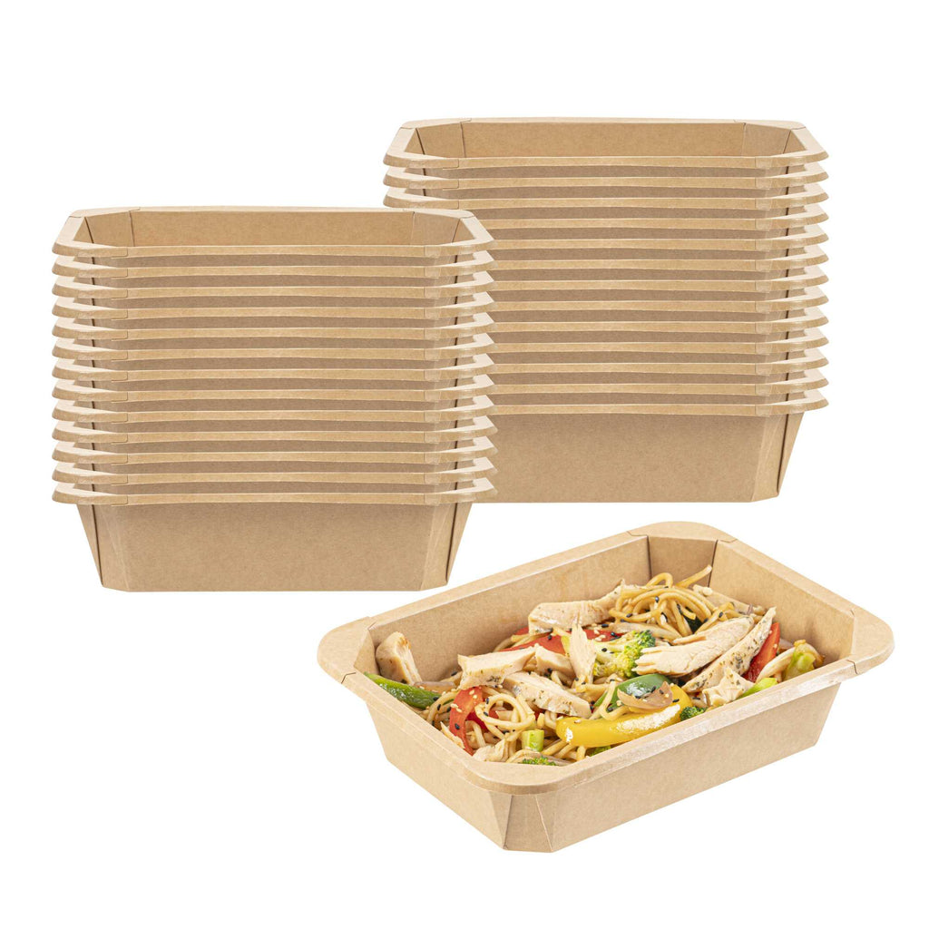 Sustain 41 oz Octagonal Kraft Paper Take Out Container - with PLA Lining, Compostable - 8 3/4" x 6" x 2" - 25 count box