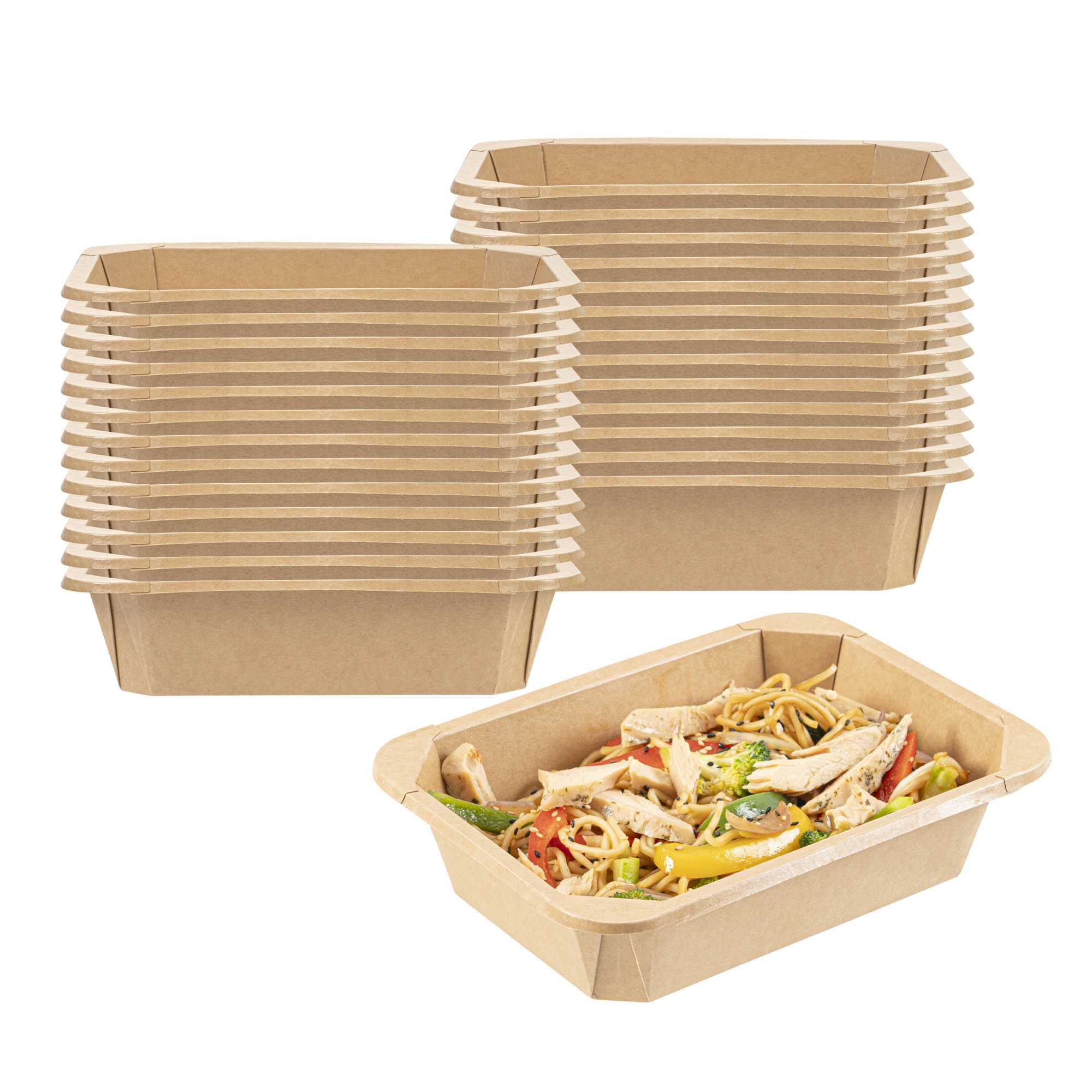 Sustain 41 oz Octagonal Kraft Paper Take Out Container - with PLA Lining, Compostable - 8 3/4" x 6" x 2" - 25 count box