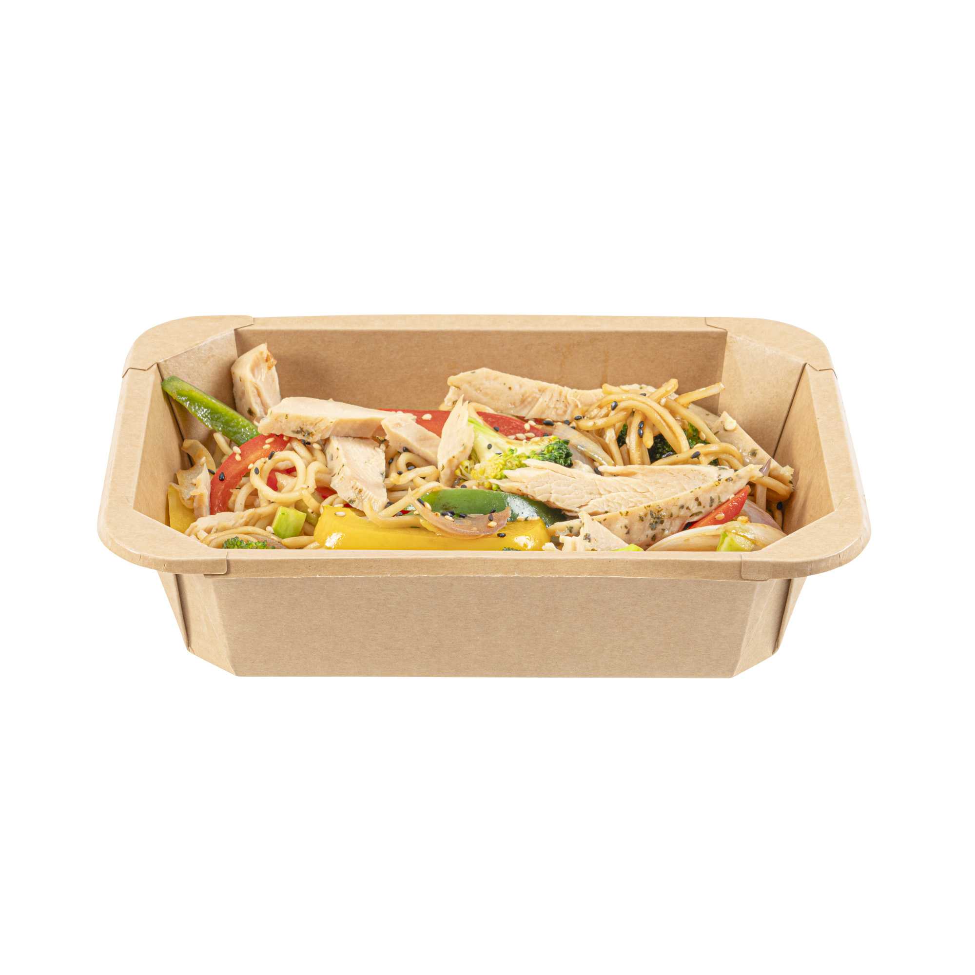 Sustain 41 oz Octagonal Kraft Paper Take Out Container - with PLA Lining, Compostable - 8 3/4" x 6" x 2" - 25 count box