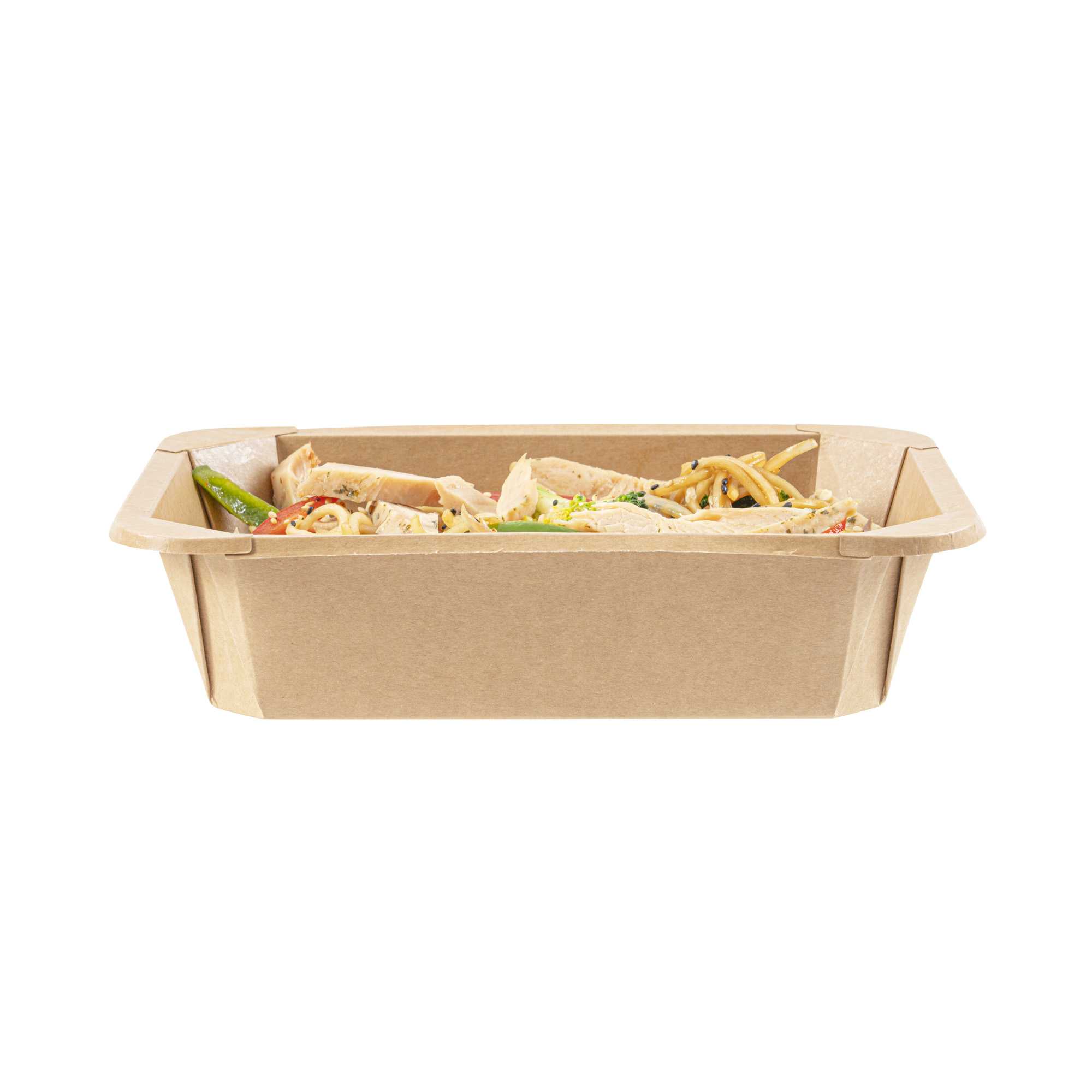 Sustain 41 oz Octagonal Kraft Paper Take Out Container - with PLA Lining, Compostable - 8 3/4" x 6" x 2" - 25 count box