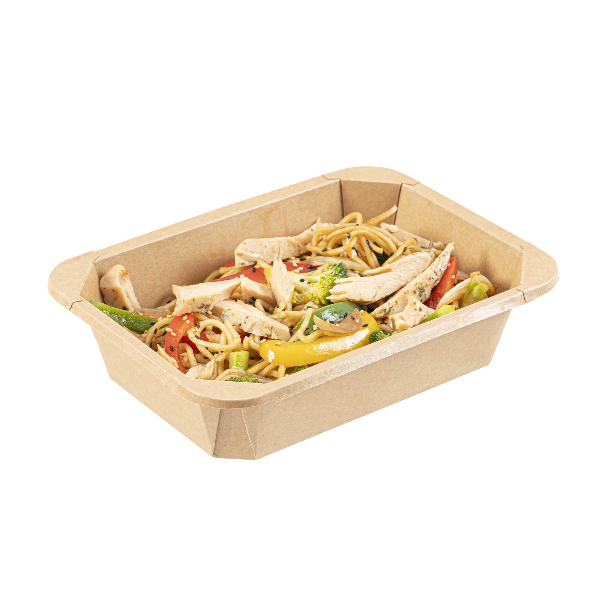 Sustain 41 oz Octagonal Kraft Paper Take Out Container - with PLA Lining, Compostable - 8 3/4" x 6" x 2" - 100 count box