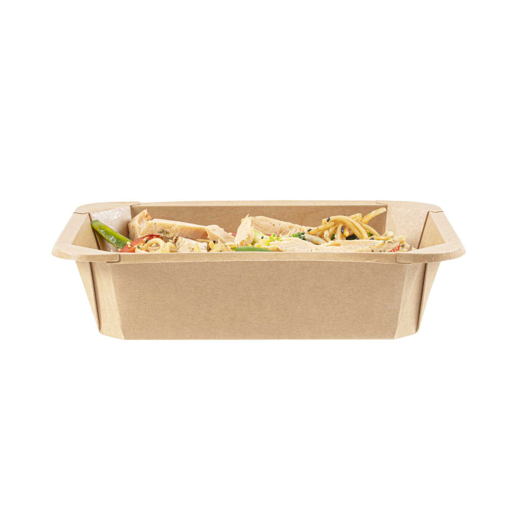 Sustain 41 oz Octagonal Kraft Paper Take Out Container - with PLA Lining, Compostable - 8 3/4" x 6" x 2" - 100 count box