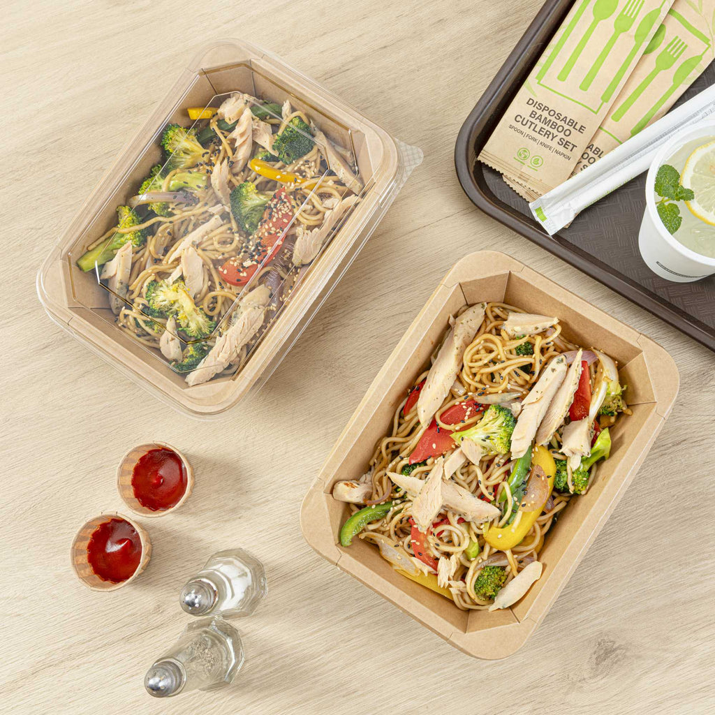 Sustain 41 oz Octagonal Kraft Paper Take Out Container - with PLA Lining, Compostable - 8 3/4" x 6" x 2" - 100 count box