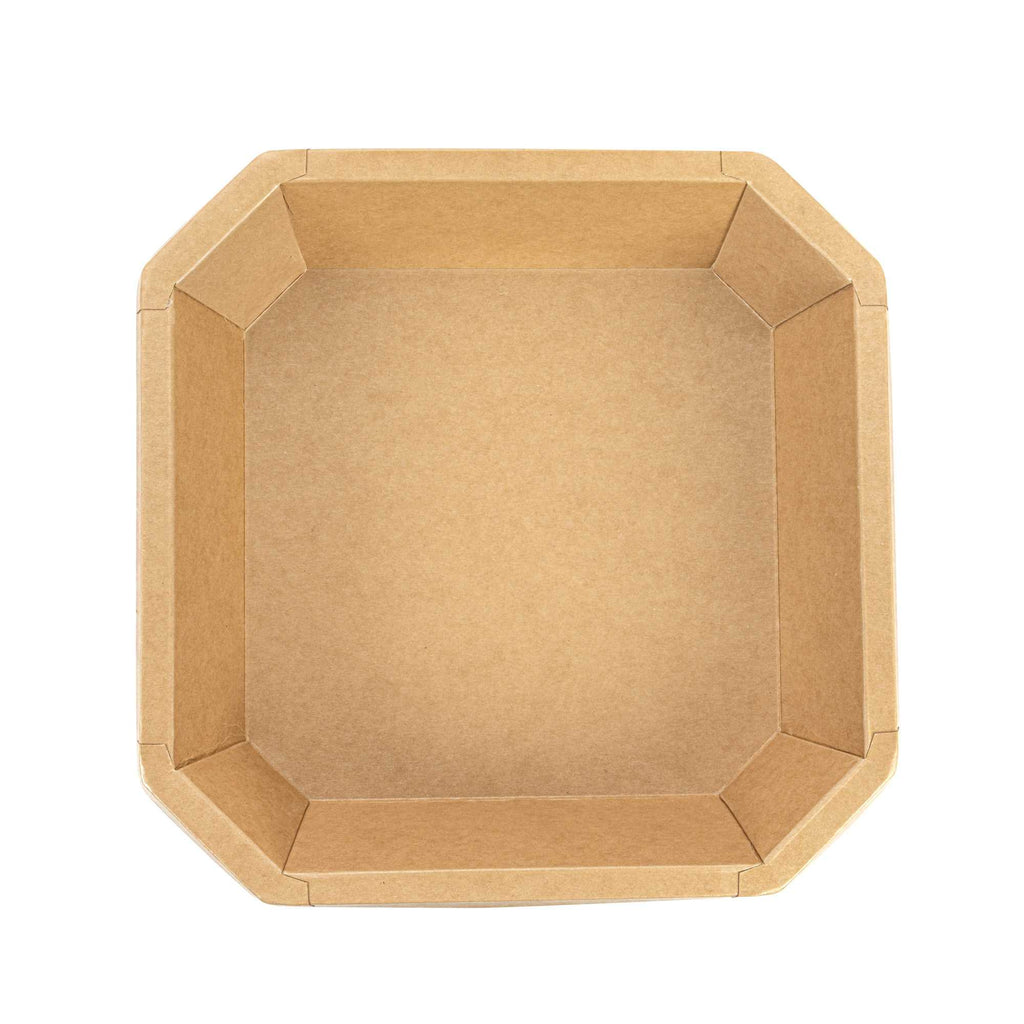 Sustain 41 oz Octagonal Kraft Paper Take Out Container - with PLA Lining, Compostable - 7 3/4" x 7 3/4" x 2" - 25 count box
