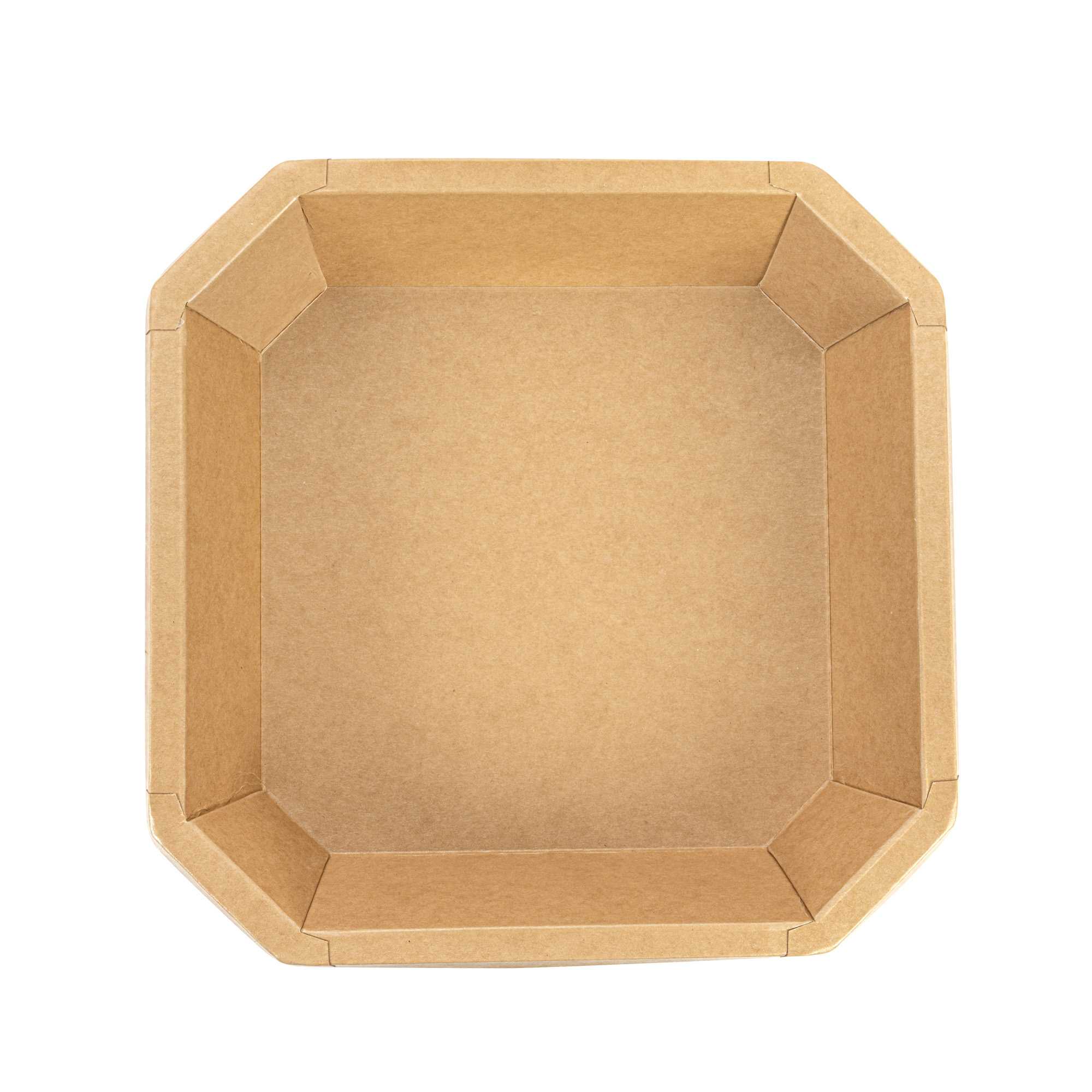 Sustain 41 oz Octagonal Kraft Paper Take Out Container - with PLA Lining, Compostable - 7 3/4" x 7 3/4" x 2" - 25 count box