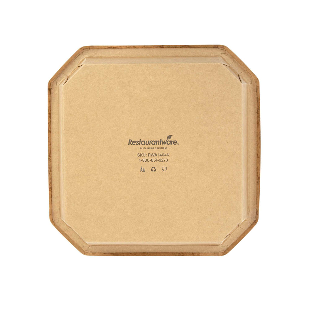 Sustain 41 oz Octagonal Kraft Paper Take Out Container - with PLA Lining, Compostable - 7 3/4" x 7 3/4" x 2" - 25 count box