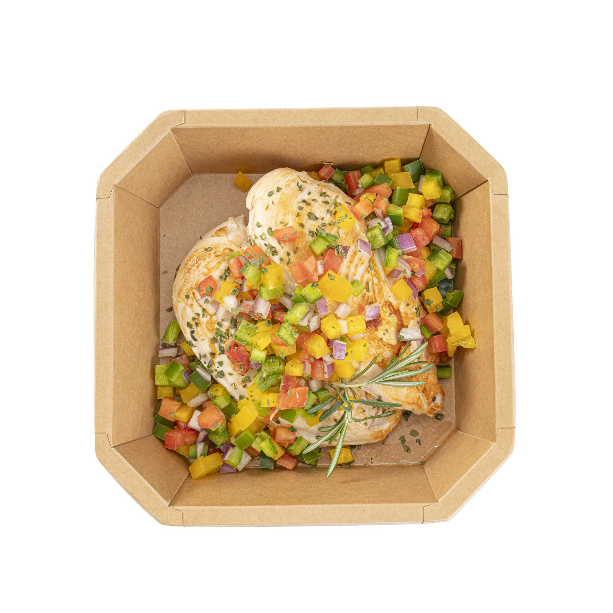 Sustain 41 oz Octagonal Kraft Paper Take Out Container - with PLA Lining, Compostable - 7 3/4" x 7 3/4" x 2" - 100 count box