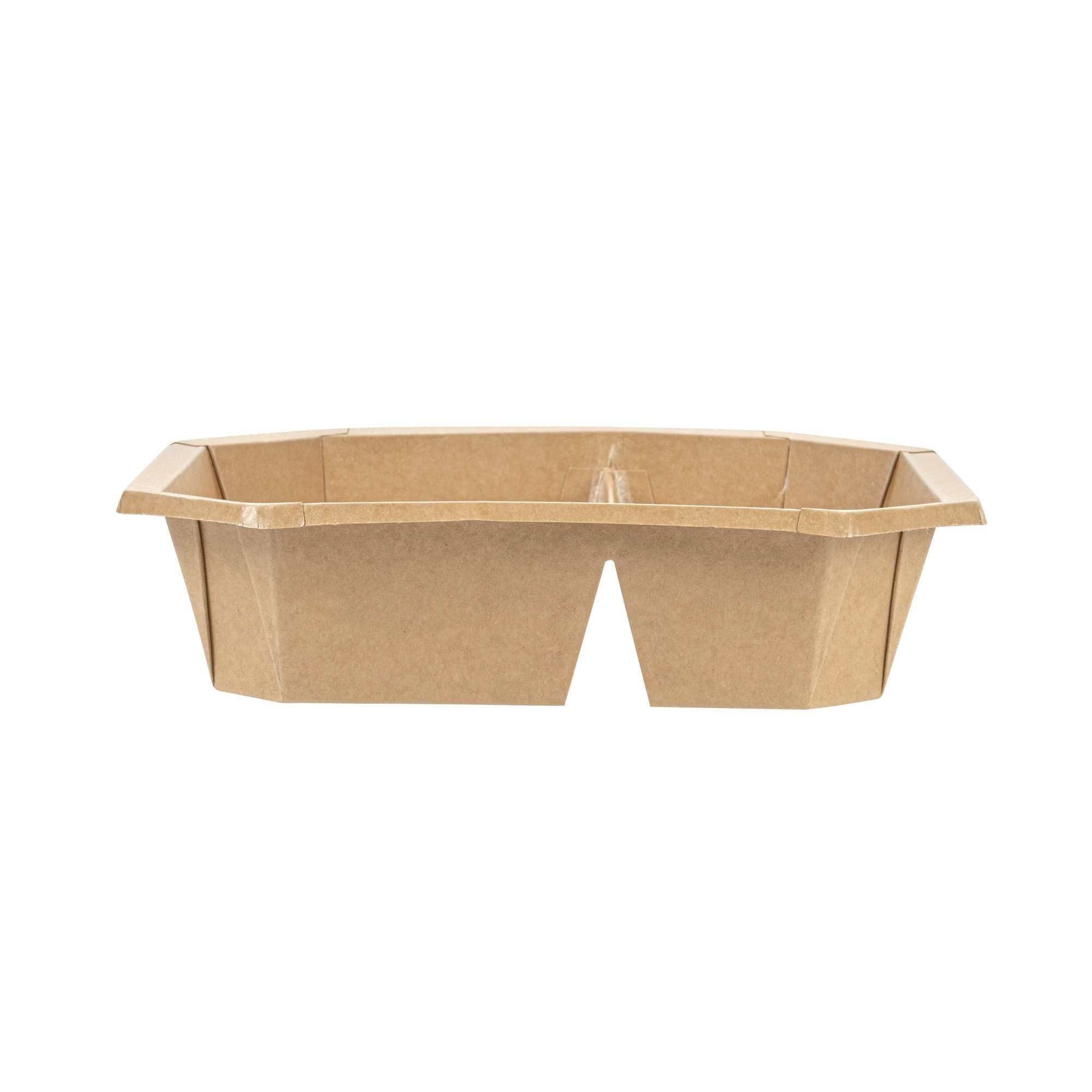 Sustain 41 oz Octagonal Kraft Paper Take Out Container - 2 Compartments, PLA Lining, Compostable - 7 3/4" x 7 3/4" x 2" - 25 count box