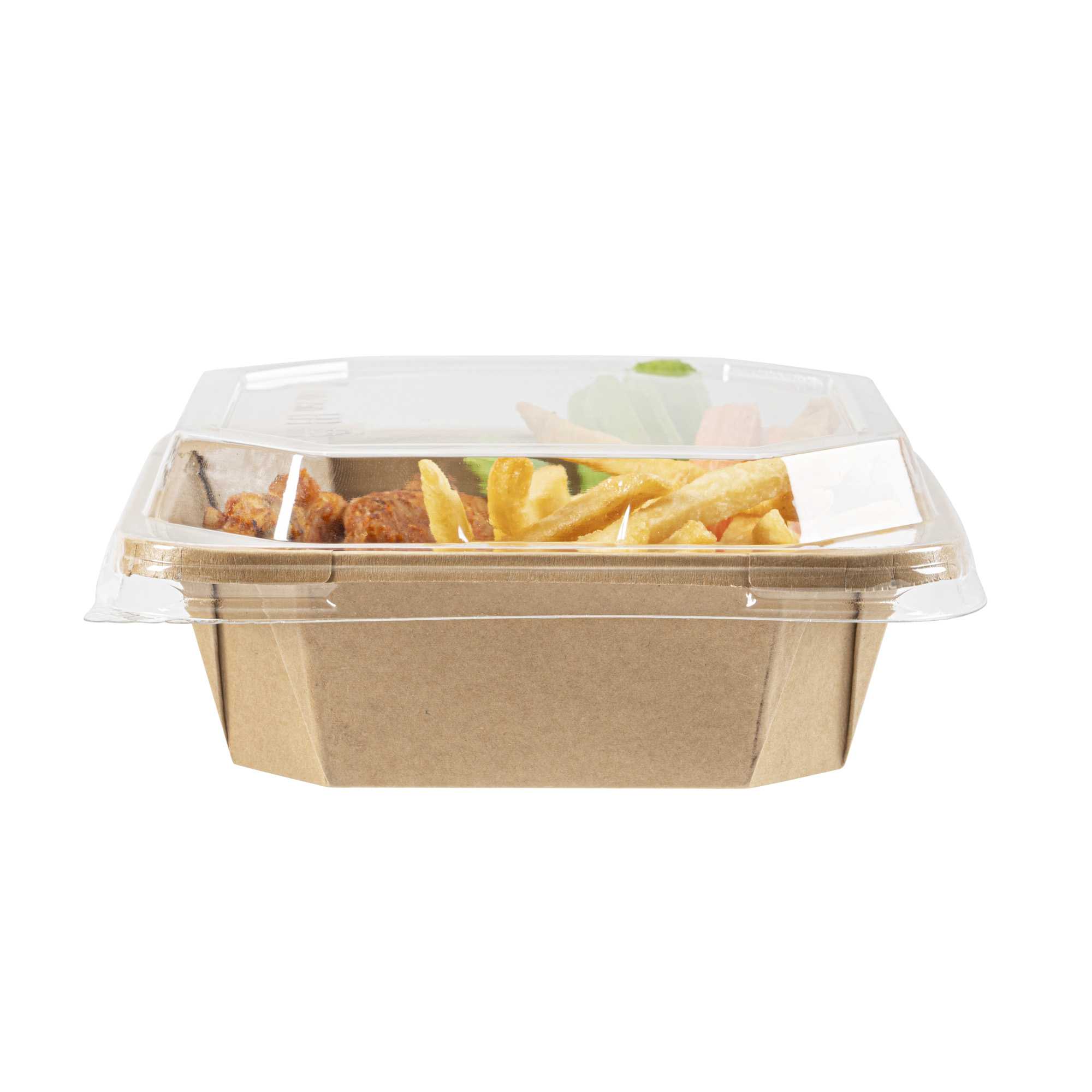 Sustain Octagonal Clear PLA Plastic Dome Lid - Fits 22 oz Container - 6 1/4" x 6 1/4" x 1 1/4" - 25 count box