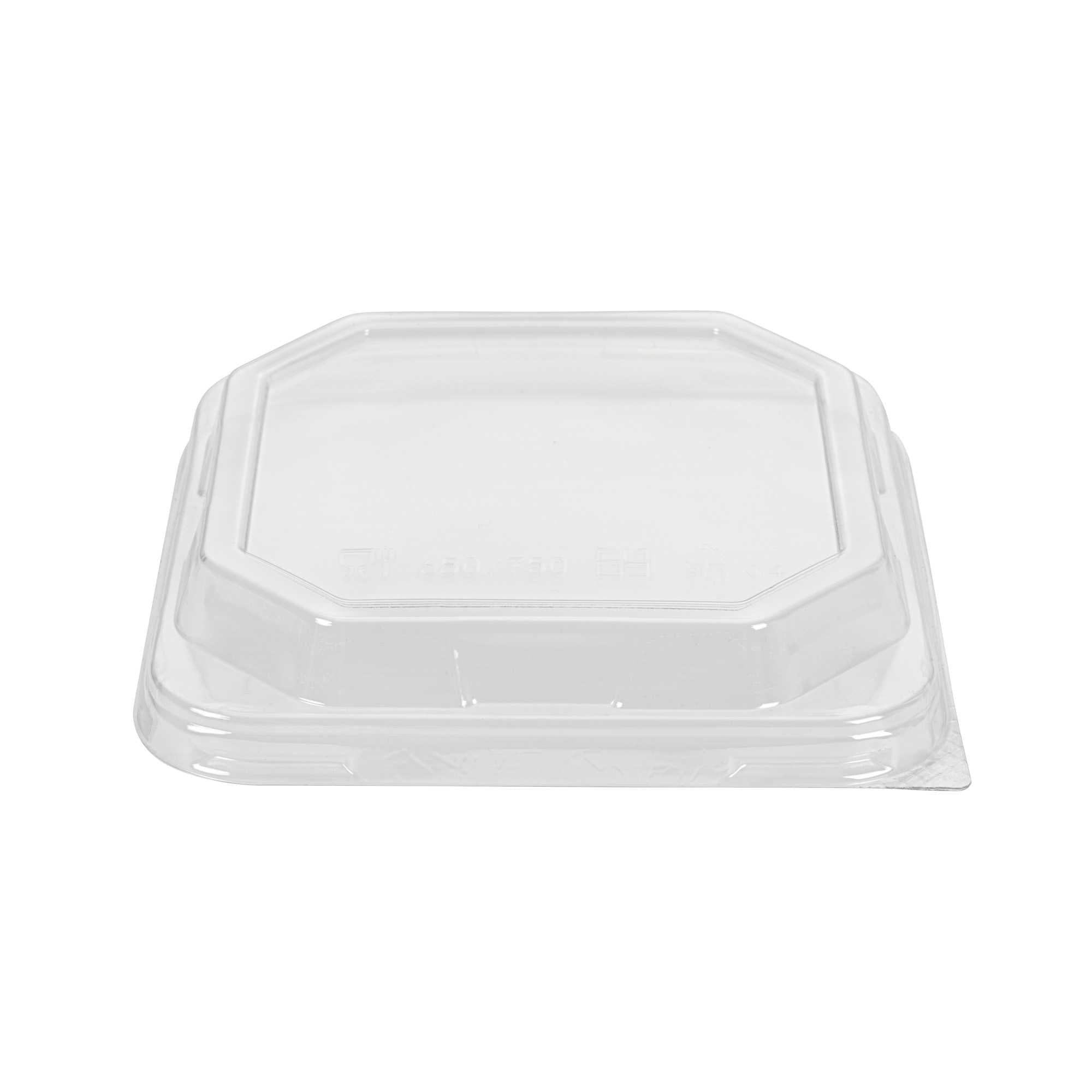 Sustain Octagonal Clear PLA Plastic Dome Lid - Fits 22 oz Container - 6 1/4" x 6 1/4" x 1 1/4" - 25 count box