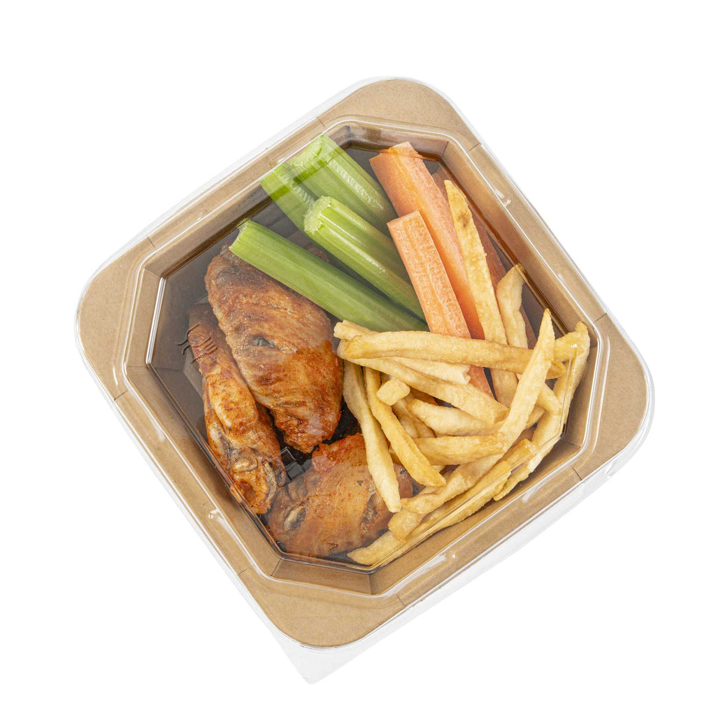 Sustain Octagonal Clear PLA Plastic Dome Lid - Fits 22 oz Container - 6 1/4" x 6 1/4" x 1 1/4" - 100 count box