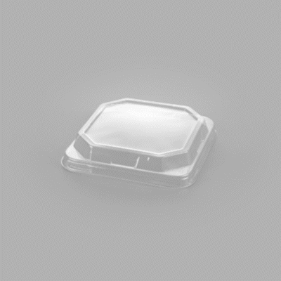 Sustain Octagonal Clear PLA Plastic Dome Lid - Fits 22 oz Container - 6 1/4" x 6 1/4" x 1 1/4" - 100 count box