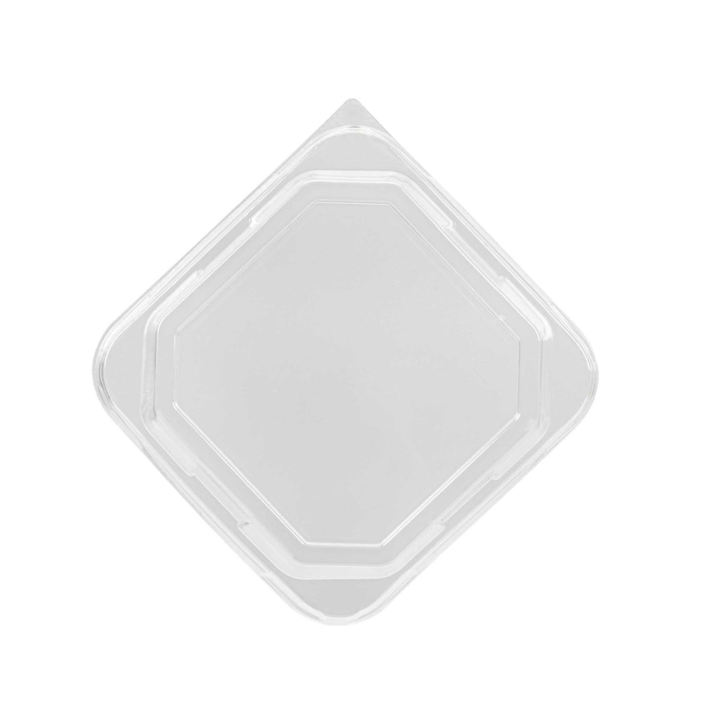 Sustain Octagonal Clear PLA Plastic Dome Lid - Fits 22 oz Container - 6 1/4" x 6 1/4" x 1 1/4" - 100 count box