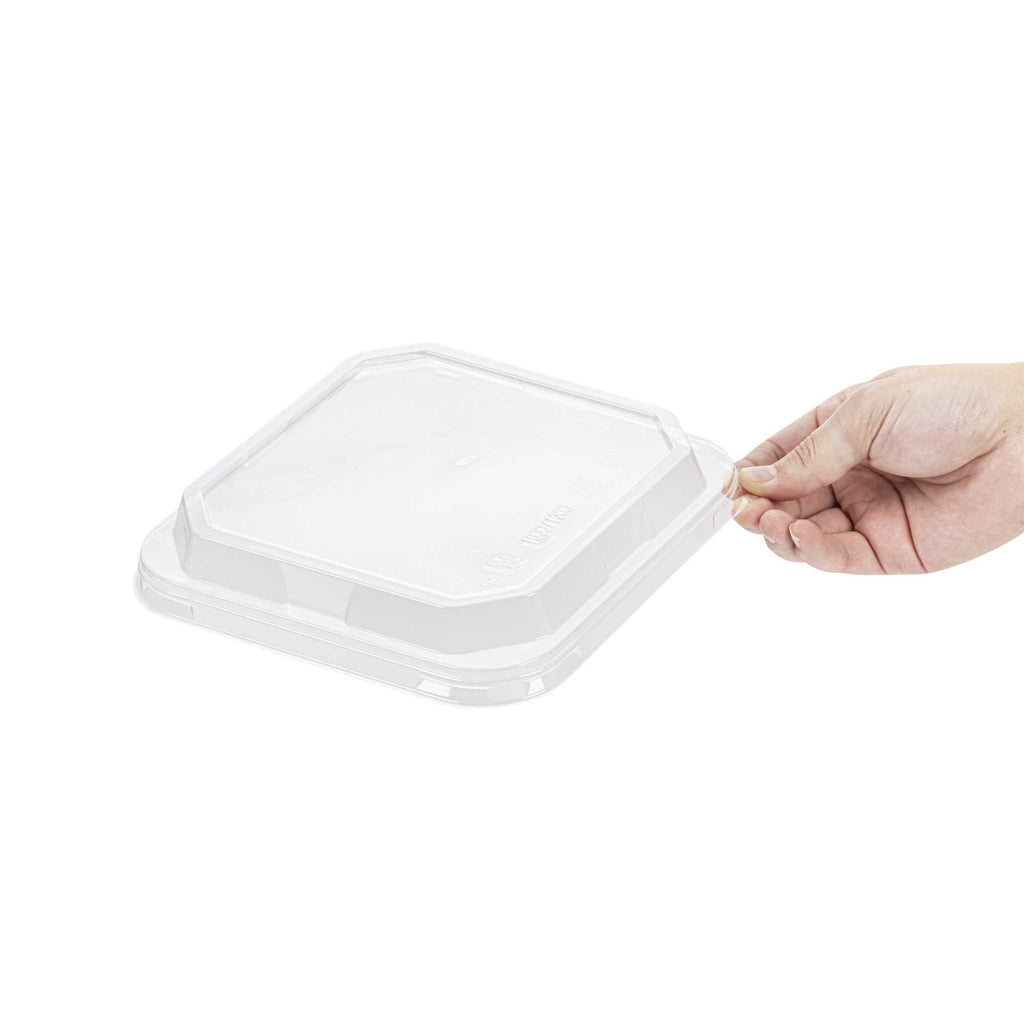 Sustain Octagonal Clear PLA Plastic Dome Lid - Fits 34 oz Container - 7" x 7" x 1 1/4" - 25 count box