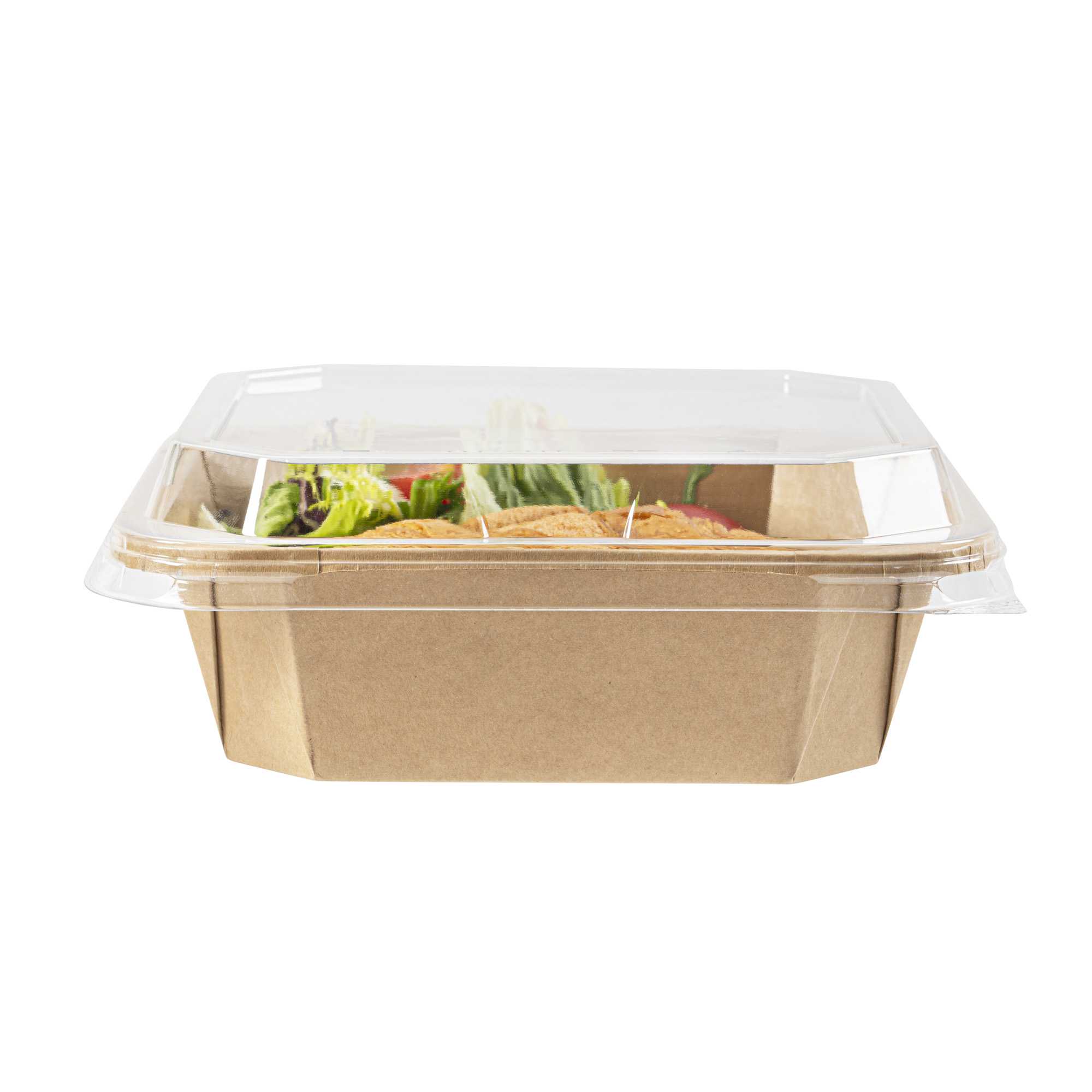 Sustain Octagonal Clear PLA Plastic Dome Lid - Fits 34 oz Container - 7" x 7" x 1 1/4" - 25 count box