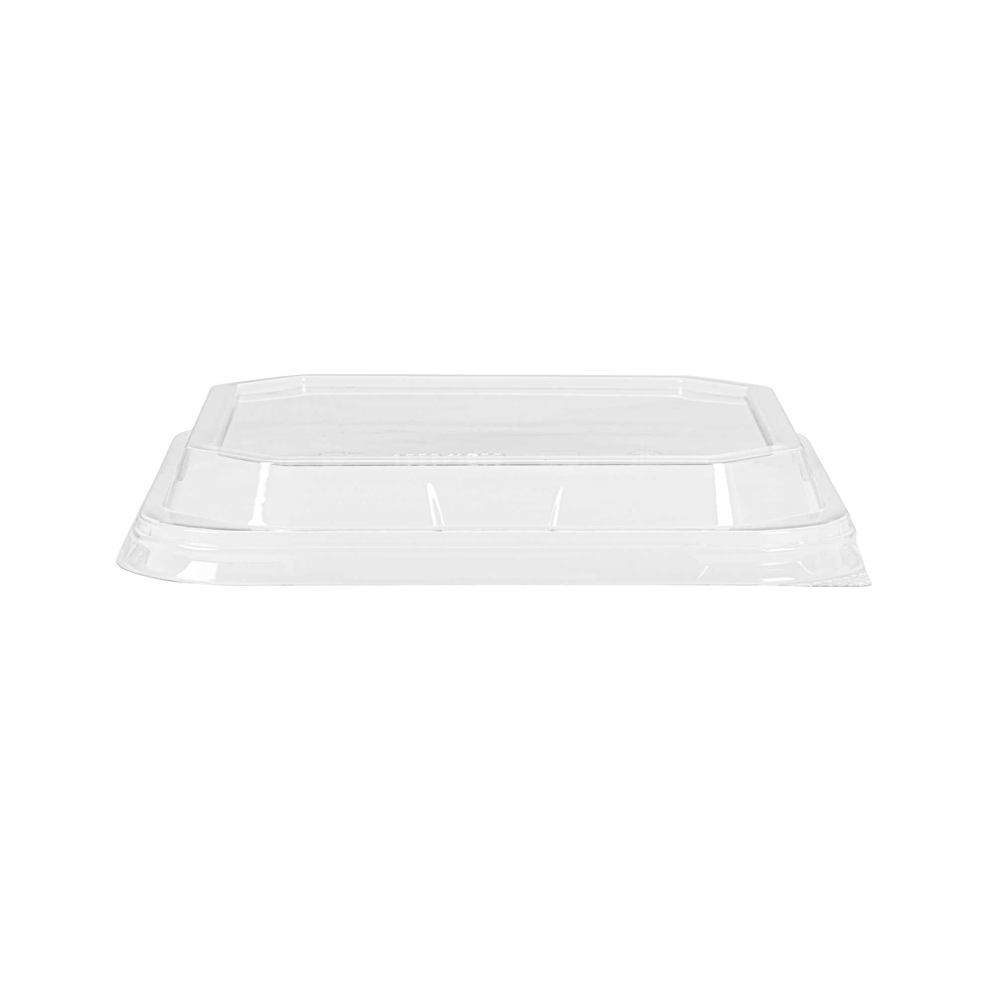 Sustain Octagonal Clear PLA Plastic Dome Lid - Fits 34 oz Container - 7" x 7" x 1 1/4" - 25 count box