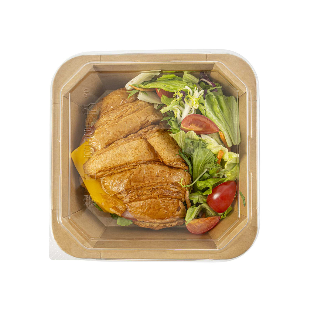 Sustain Octagonal Clear PLA Plastic Dome Lid - Fits 34 oz Container - 7" x 7" x 1 1/4" - 100 count box