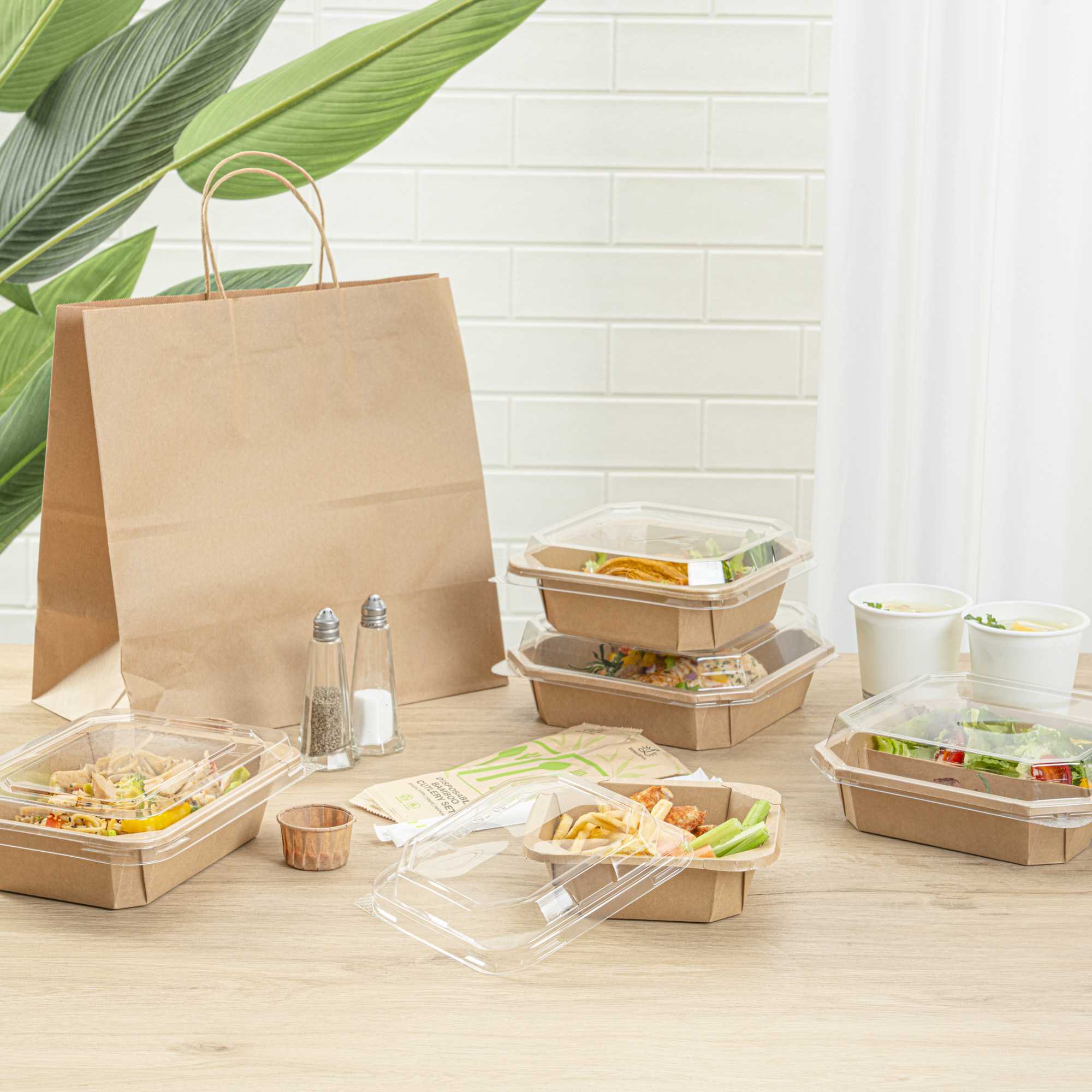 Sustain Octagonal Clear PLA Plastic Dome Lid - Fits 34 oz Container - 7" x 7" x 1 1/4" - 100 count box