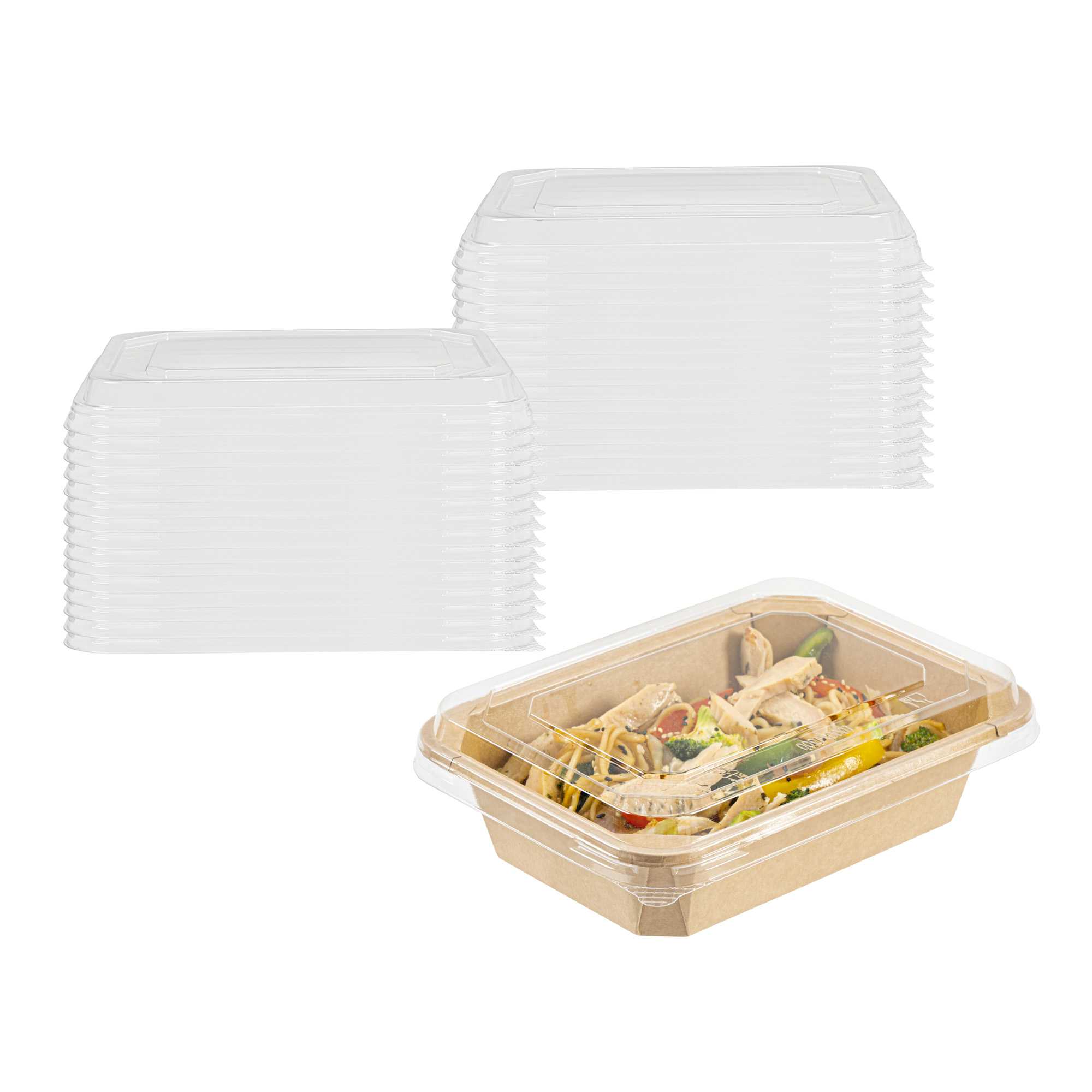 Sustain Octagonal Clear PLA Plastic Dome Lid - Fits 41 oz Container - 9" x 6 1/4" x 1 1/4" - 25 count box