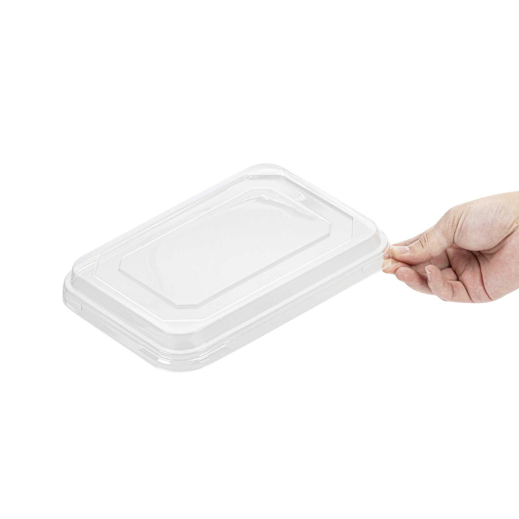 Sustain Octagonal Clear PLA Plastic Dome Lid - Fits 41 oz Container - 9" x 6 1/4" x 1 1/4" - 25 count box