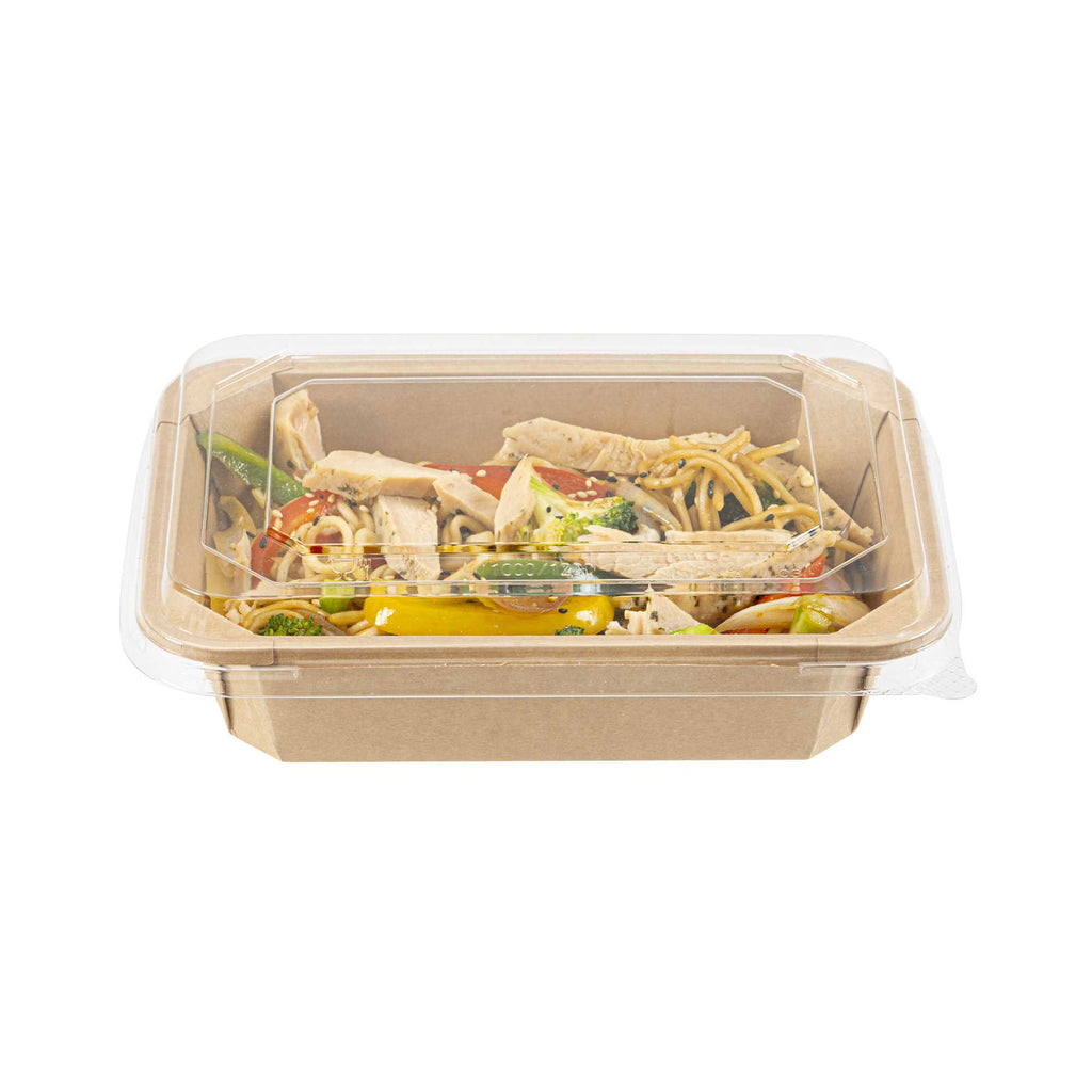 Sustain Octagonal Clear PLA Plastic Dome Lid - Fits 41 oz Container - 9" x 6 1/4" x 1 1/4" - 25 count box
