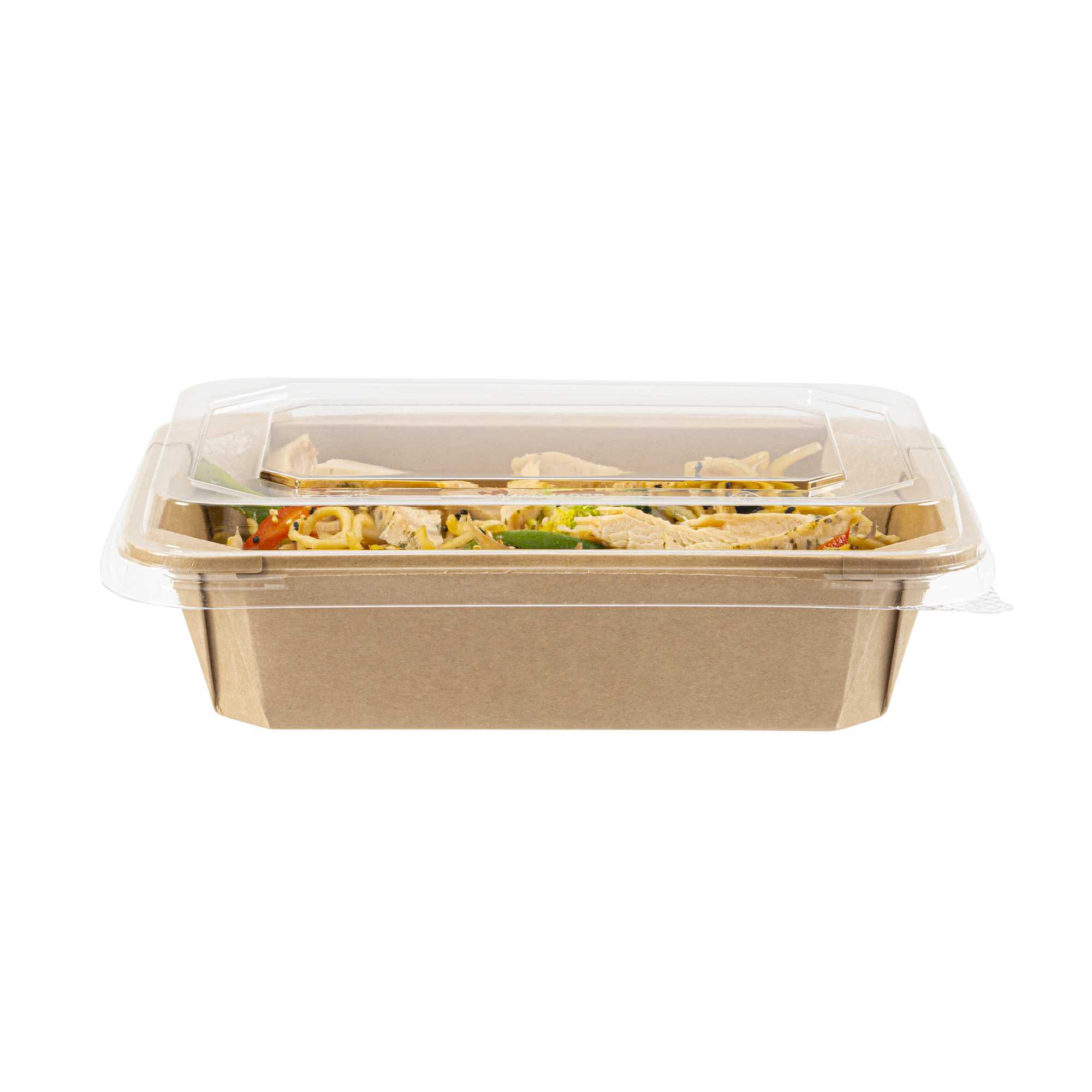 Sustain Octagonal Clear PLA Plastic Dome Lid - Fits 41 oz Container - 9" x 6 1/4" x 1 1/4" - 25 count box