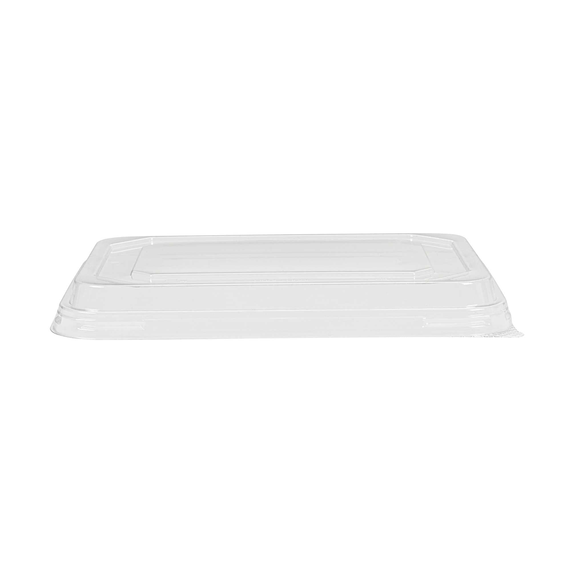 Sustain Octagonal Clear PLA Plastic Dome Lid - Fits 41 oz Container - 9" x 6 1/4" x 1 1/4" - 25 count box