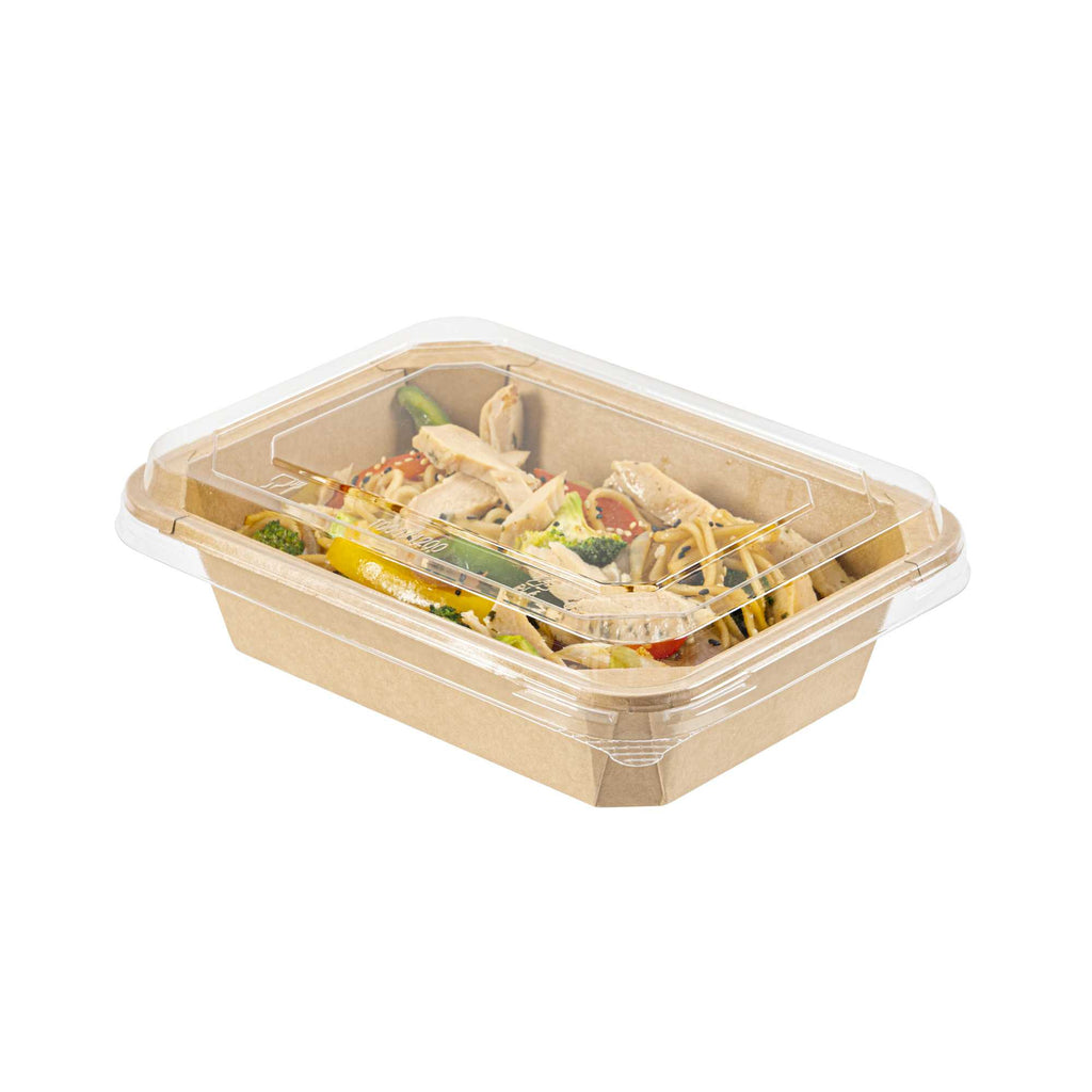 Sustain Octagonal Clear PLA Plastic Dome Lid - Fits 41 oz Container - 9" x 6 1/4" x 1 1/4" - 100 count box