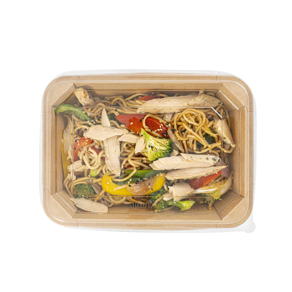 Sustain Octagonal Clear PLA Plastic Dome Lid - Fits 41 oz Container - 9" x 6 1/4" x 1 1/4" - 100 count box
