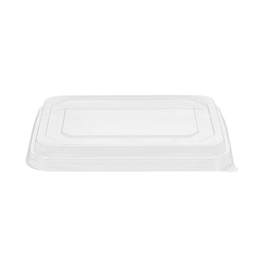 Sustain Octagonal Clear PLA Plastic Dome Lid - Fits 41 oz Container - 9" x 6 1/4" x 1 1/4" - 100 count box